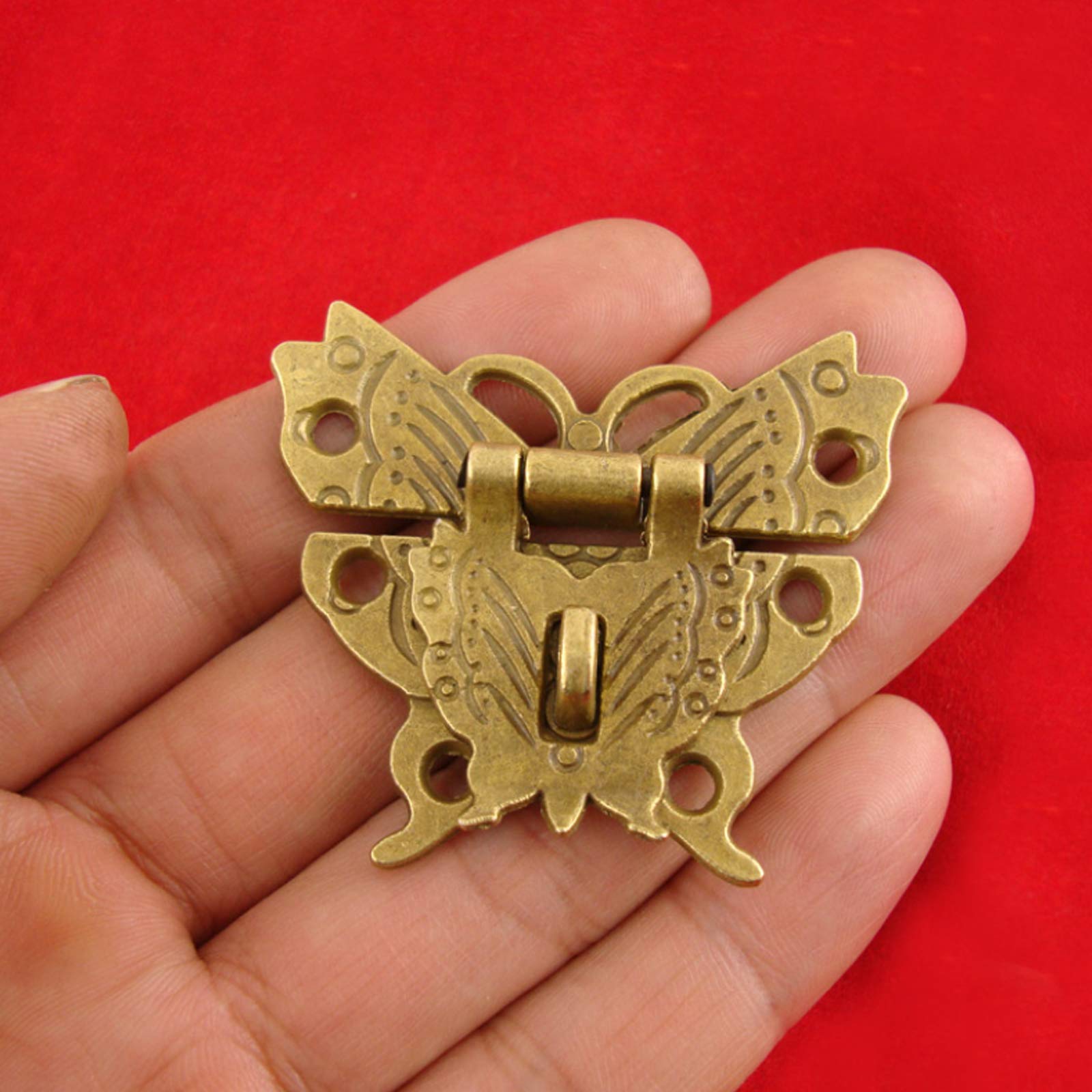 Quluxe 5 Pcs Butterfly Latch Hasp with Screws, Small Wooden Jewelry Boxes Suitcase Cabinet Antique Lock Latches- Bronze 4