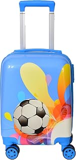 DPARANI Polycarbonate 4 Spinner Wheels Kid's 17 Inches Blue Football Print Trolley Bag Suitcase for Baby Girl's & Boy's, 4... Price In India