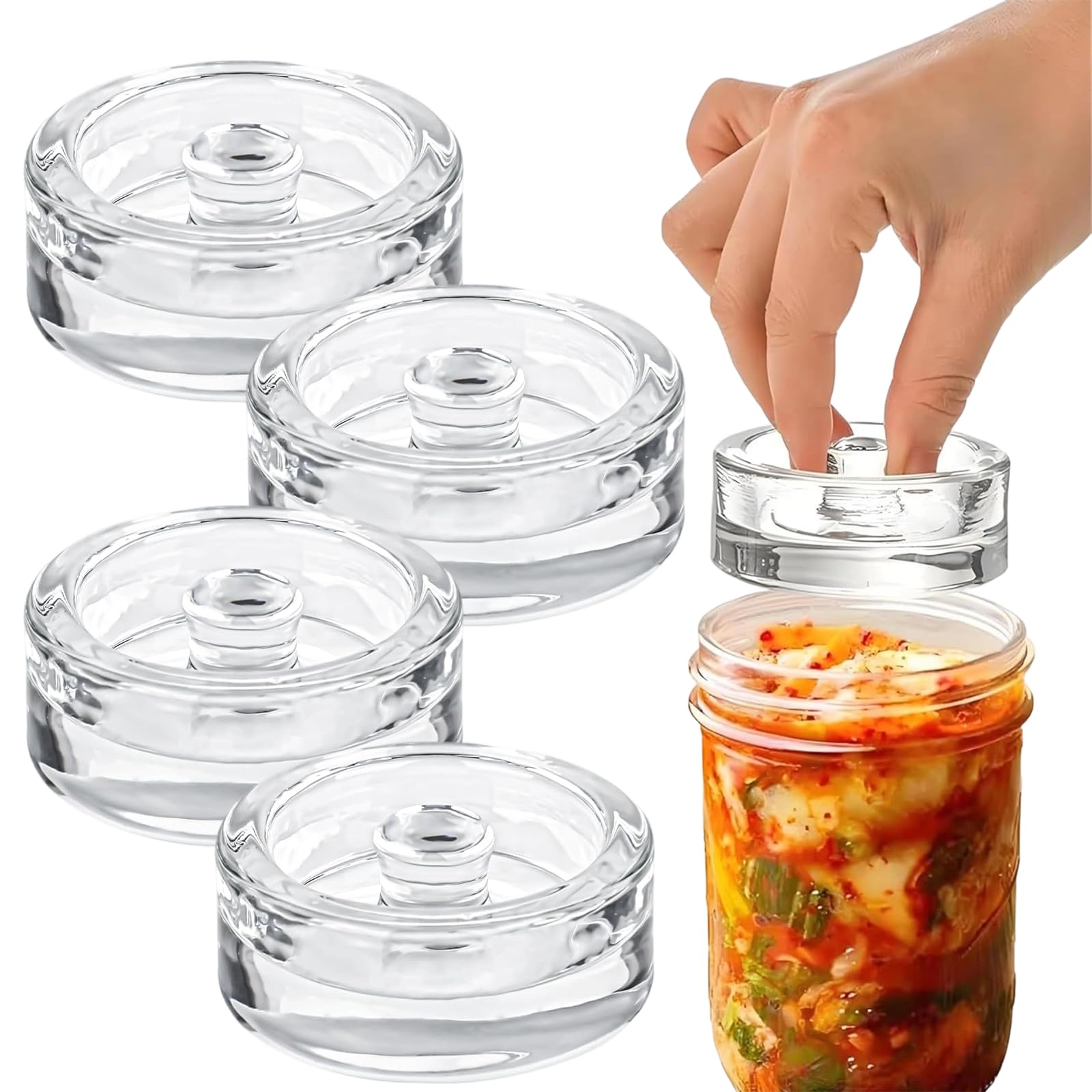 4 Pack 7cm Pickle Pebble Glass Fermentation Weights with Easy Grip Handle