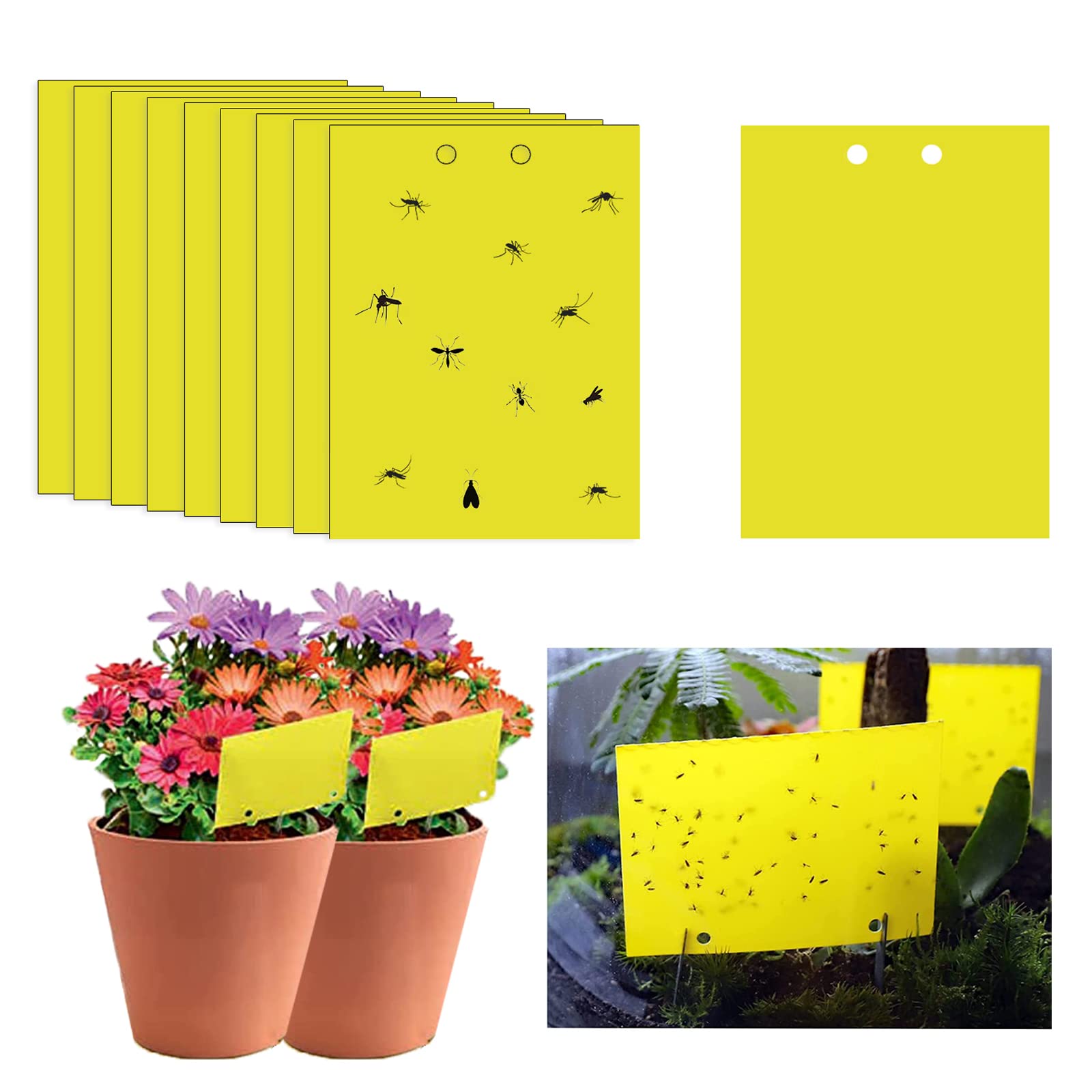 20PCS Sticky Fly Traps, 20 * 10cm Yellow Fly Paper Stickers, Fungus Gnat Traps Insect Trap, Sticky Fly Catchers Dual-Side For Insect Against Fungus Gnats, Whiteflies, Aphids
