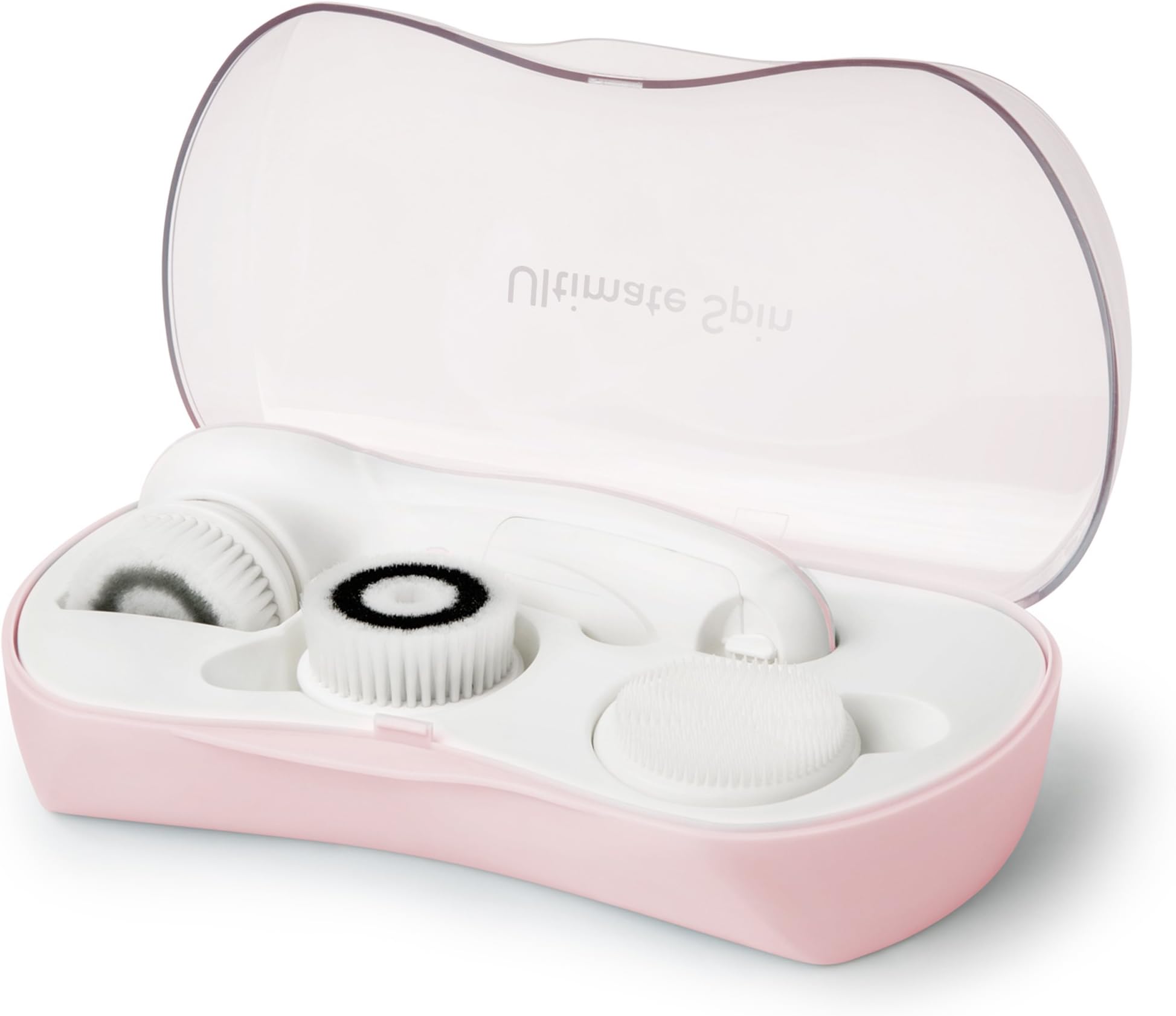 Ultimate Spin Facial Cleansing Brush (Pink) Ultimate Skin Spa with 3 Interchangeable Face Brushes-Daily Cleansing, Exfoliating Brush, Silicone Brush&Protective Case