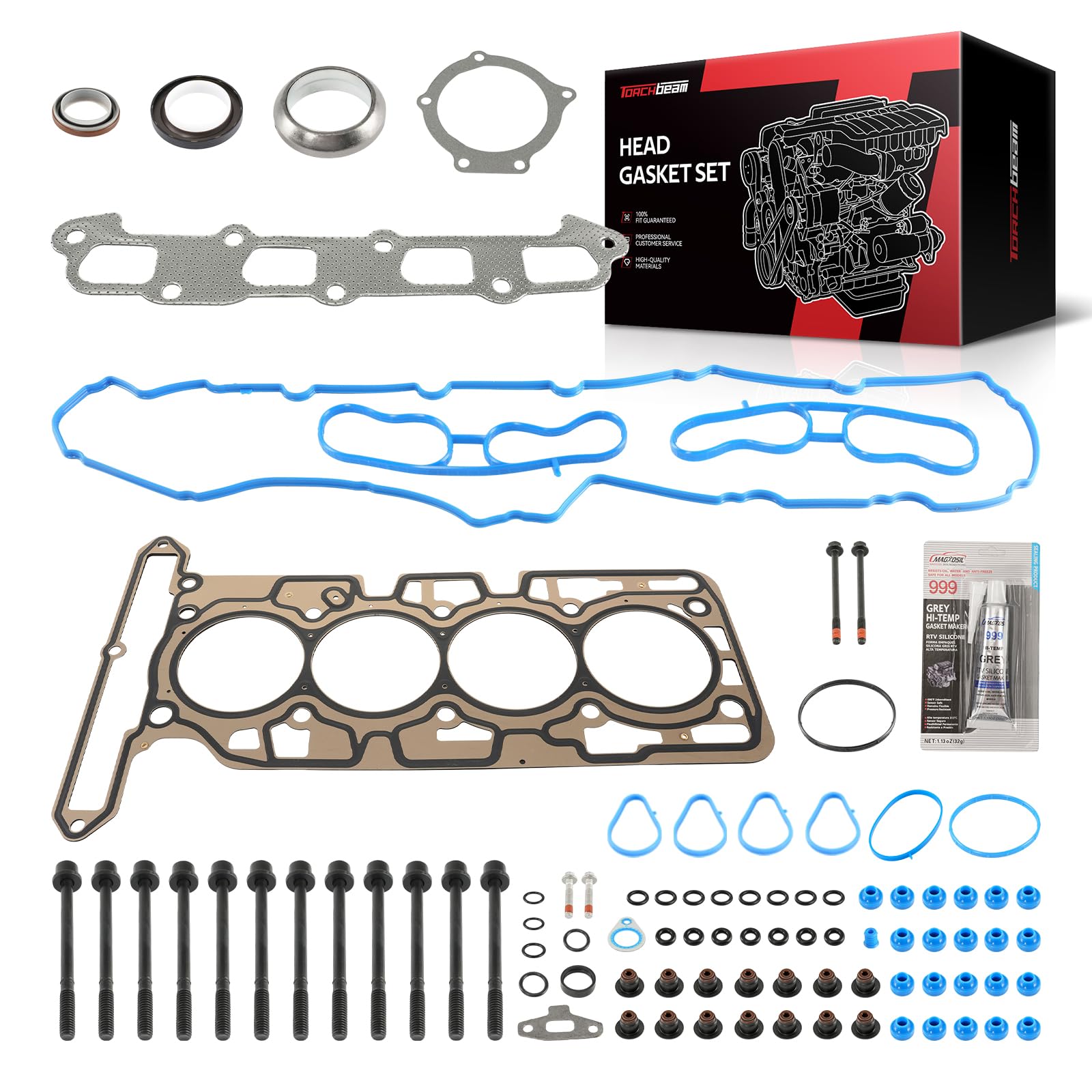 Torchbeam Head Gasket Set with Head Bolts HS26389PT Fit for Colorado 2007-2009,2012 2.9L, Engine Cylinder Head Gasket Kit