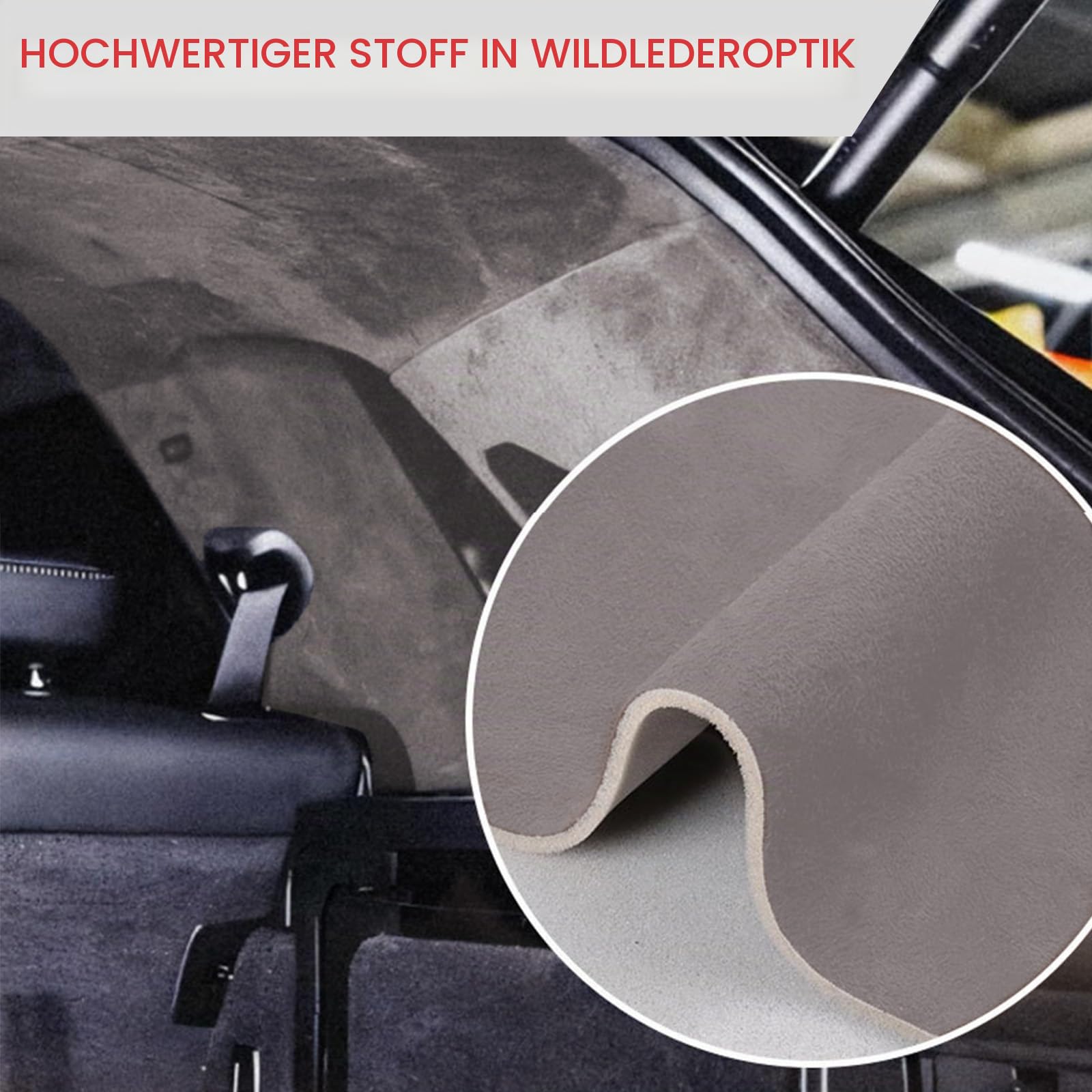 Dachhimmel Stoff, 250cm x 150cm, Dunkelgrau Autohimmelstoff Himmelstoff Wildleder Optik Kunstleder mit 4mm Schaumstoffrücken, Innenverkleidung Bezugsstoff für Auto Caravan Boot Wohnmobil DIY