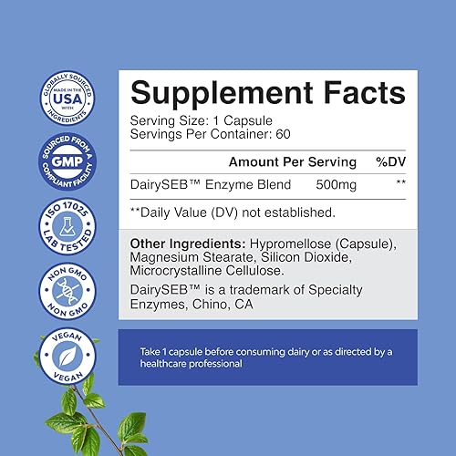 Miniatura 2 de Píldoras de intolerancia a la lactosa suministro para 60 días - Enzimas digestivas lácteas de acción rápida - Píldoras de alivio lácteos para la