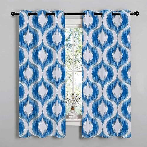 Cortinas De Cocina Modernas Ikat Decor - Separador de cortina con ojales para puerta corta, 63 pulgadas de ancho por 80 pulgadas de largo, 2 paneles