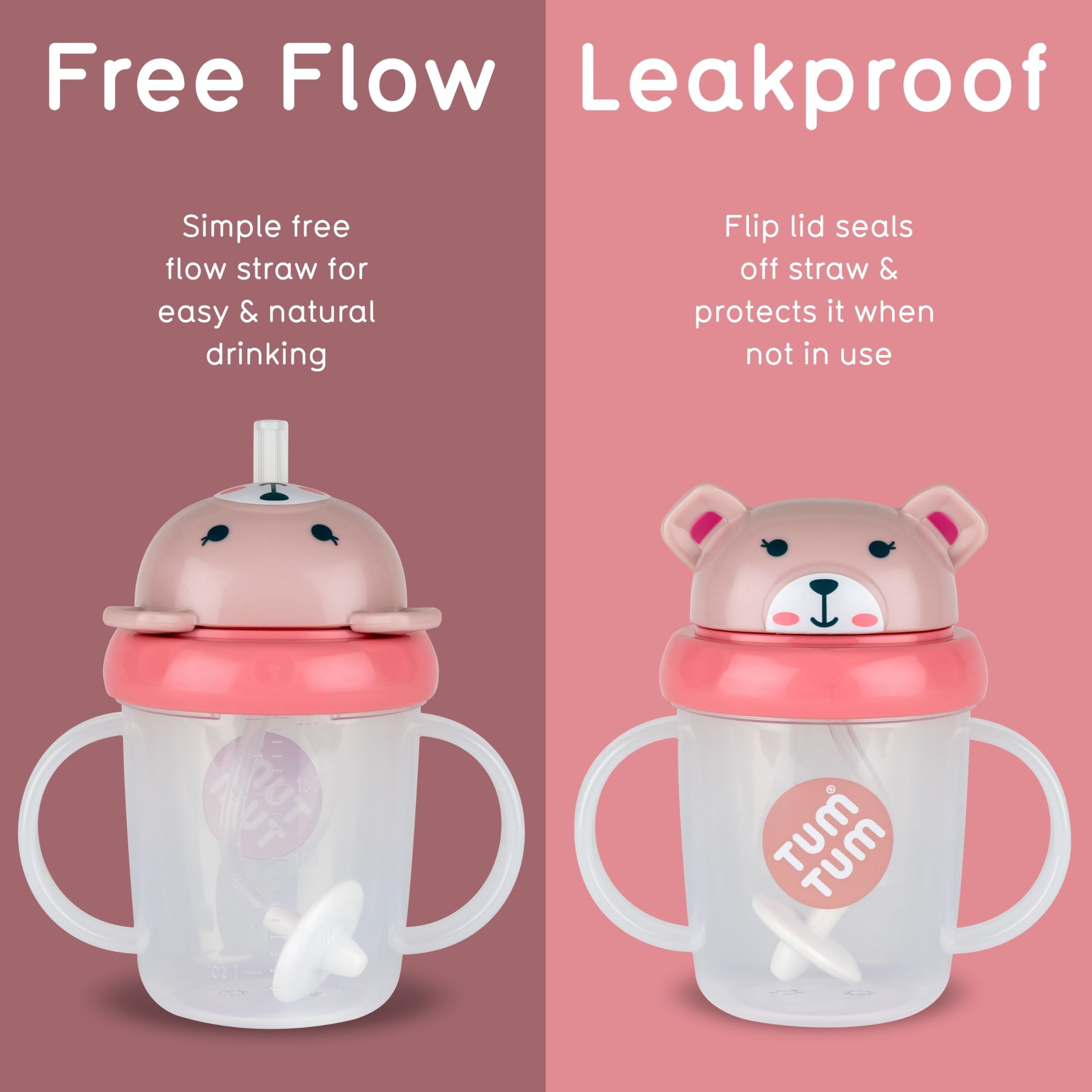 TUM TUM Tippy Up Free Flow Sippy Cup (No Valve), Sippy Cup for Toddlers, 200ml, BPA Free (Betsy Bear S3) — view 4