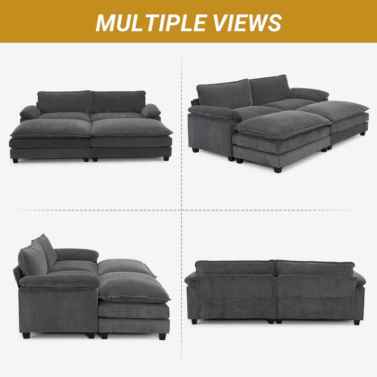 Multiple views of VINGLI Convertible Sectional Sofa