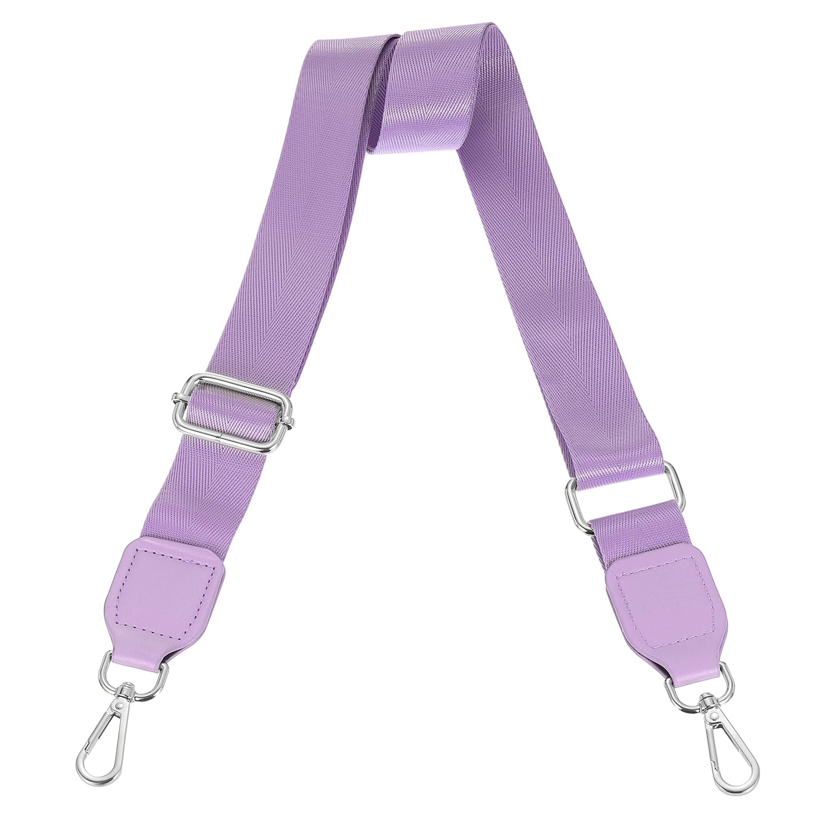 uxcell Wide Shoulder Strap, 3.8cm Adjustable Purse Strap Replacement Crossbody Strap for Shoulder Bag Handbag, Light Purple, Silver Square Mouth Buckle