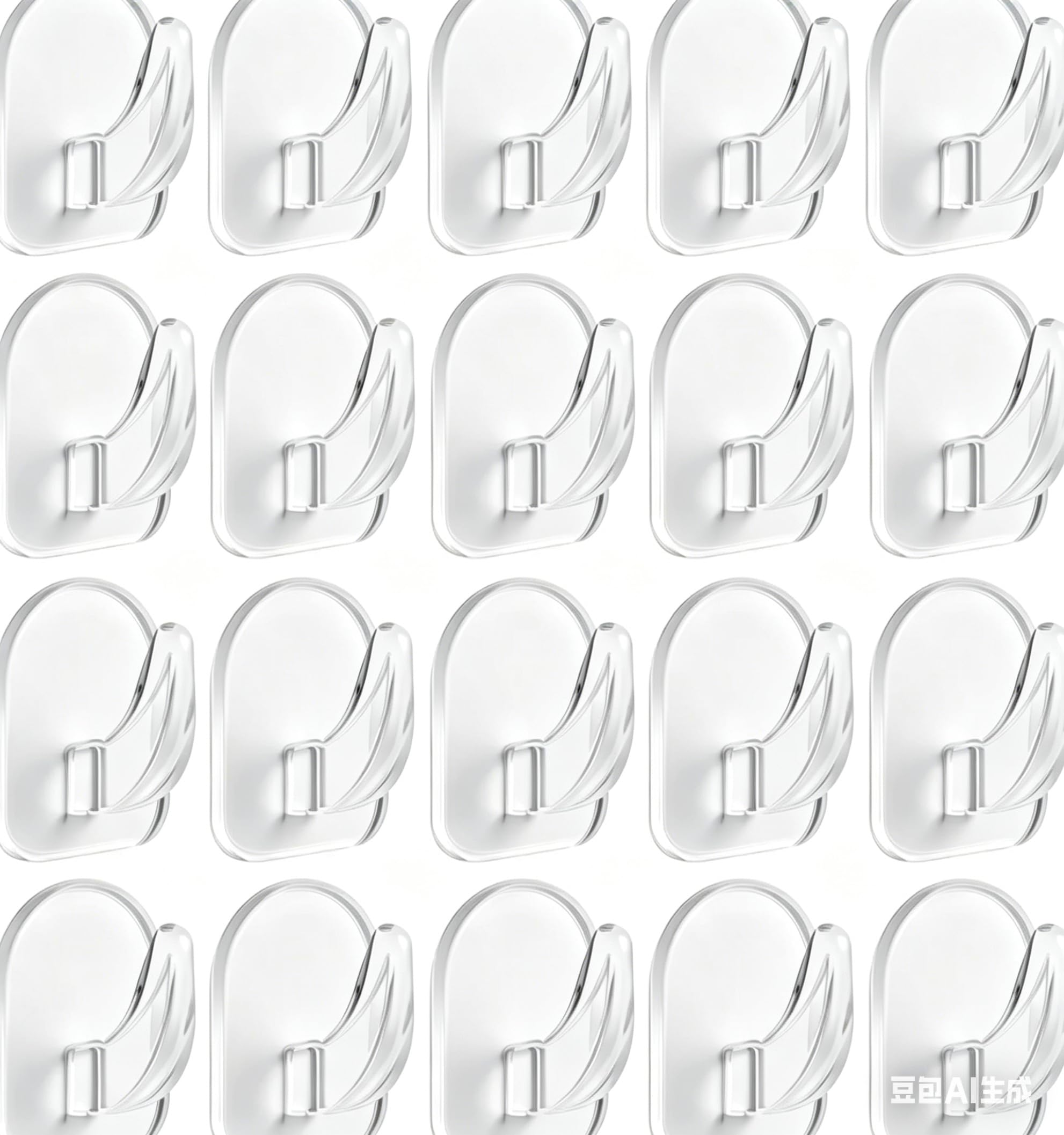 Ssmmam 20-Pack Invisible Adhesive Hooks - Heavy Duty Clear Wall Hangers for Bathroom/Kitchen Organization, Damage-Free Removable Hooks for Towels, Utensils and Decor