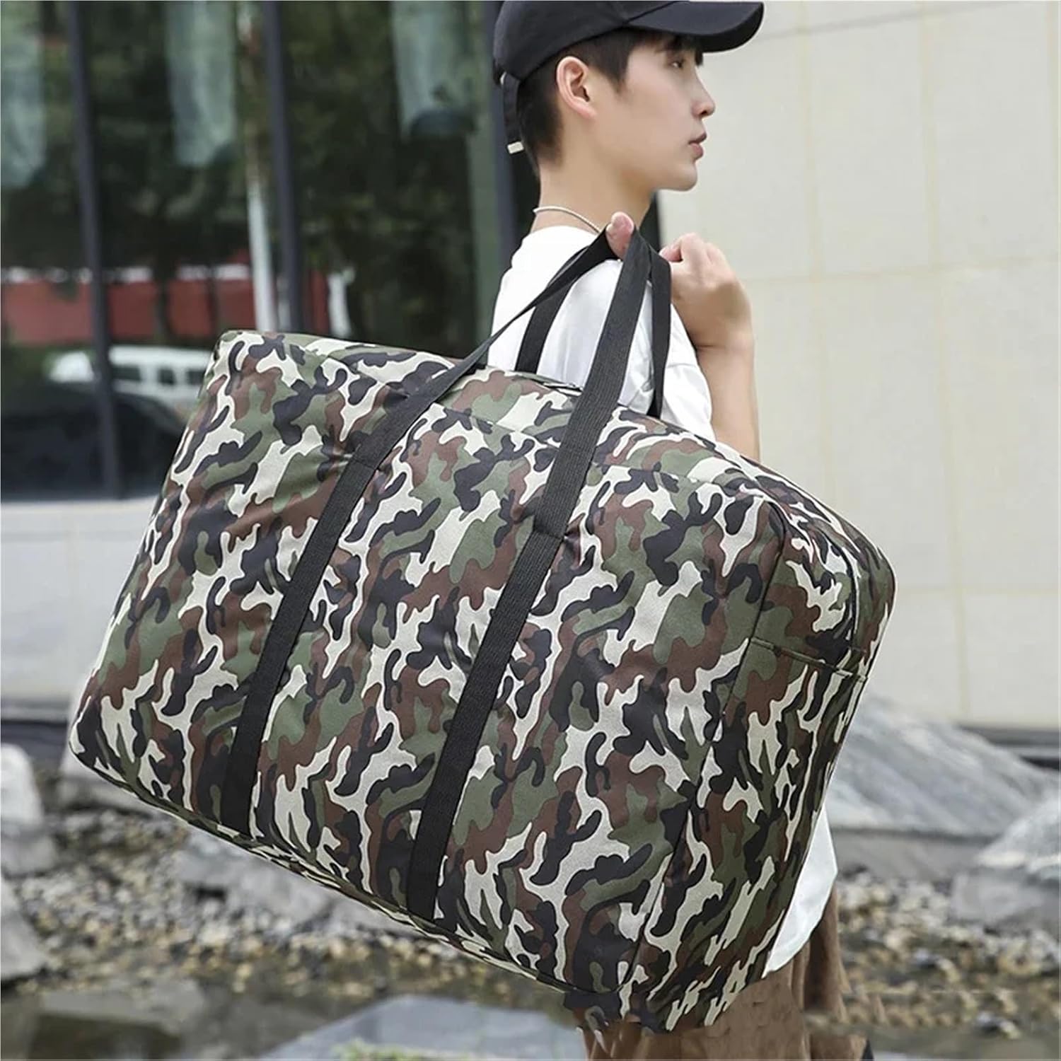 Heavy Duty Moving Bags 1PC Large Capacity Oxford Cloth Handbag for Moving and Packing, Waterproof Student Clothing Storage Bag(Small green)