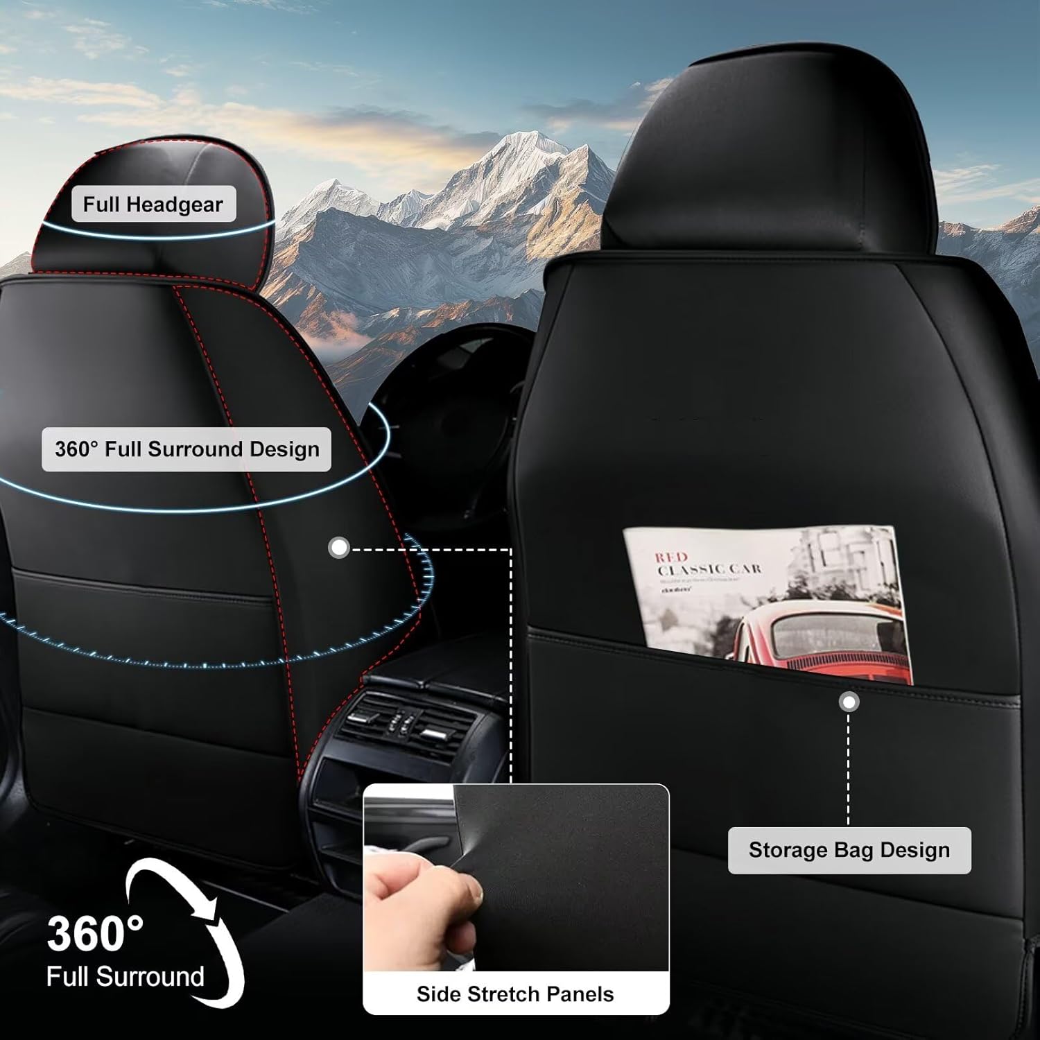 2PCS Car Seat Covers Fit for Chevy/Chevrolet Colorado 2015-2024 2025 2026 LT Z71 Work Truck ZR2 Trail Boss Front Seat Covers Waterproof Automotive Seat with Airbag Compatible(2 Front Seat,Black)