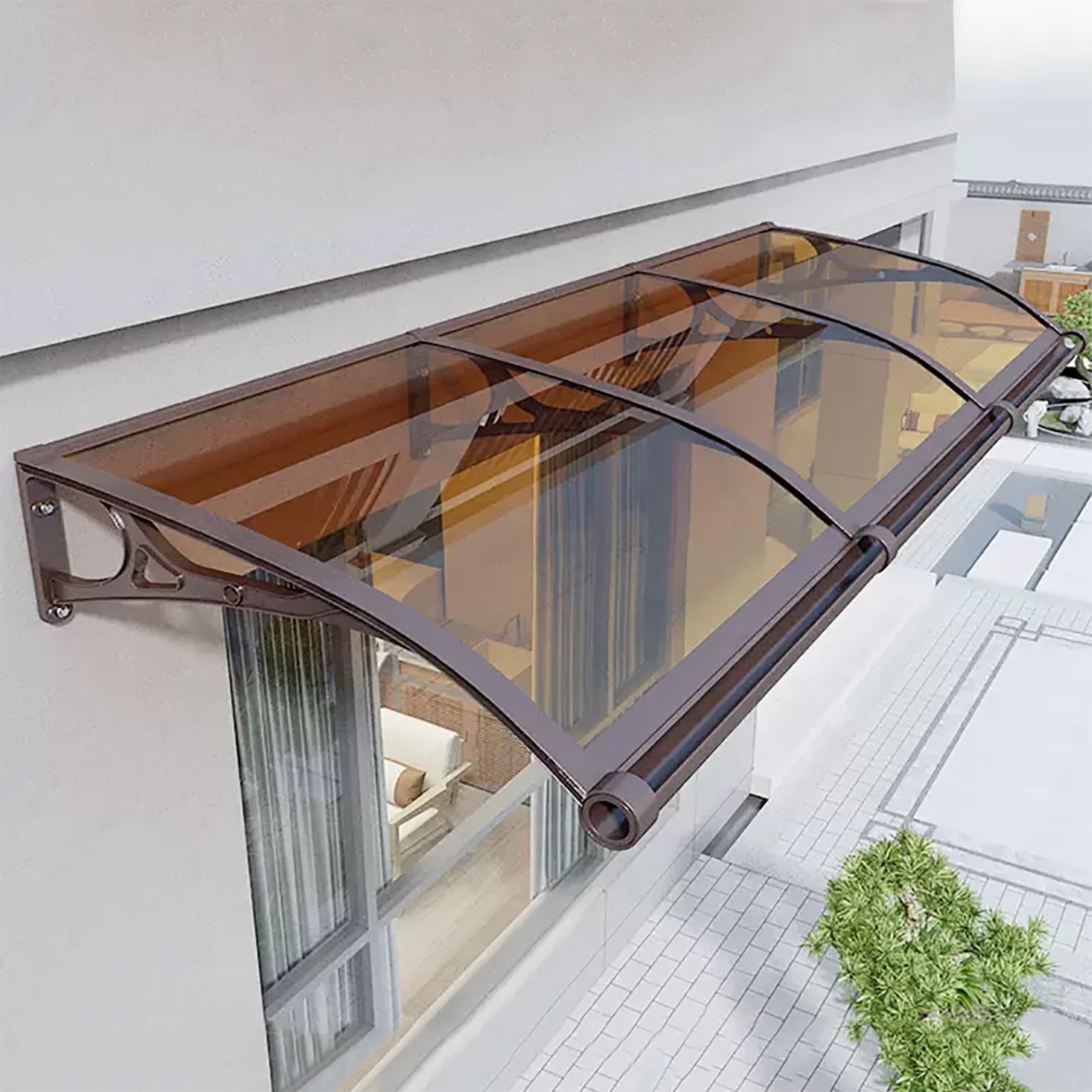LWJSOCP Aluminum Canopy for Front Door - Outdoor Patio Shelter with UV-Resistant Polycarbonate Roof Rain Protection Aw Weather-Resistant Cover