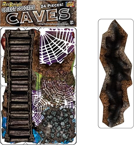 Cuevas - 24 piezas de doble cara para cuevas y terrenos para principiantes y maestros por igual - Objetos de juego de rol para Calabozos y Dragones