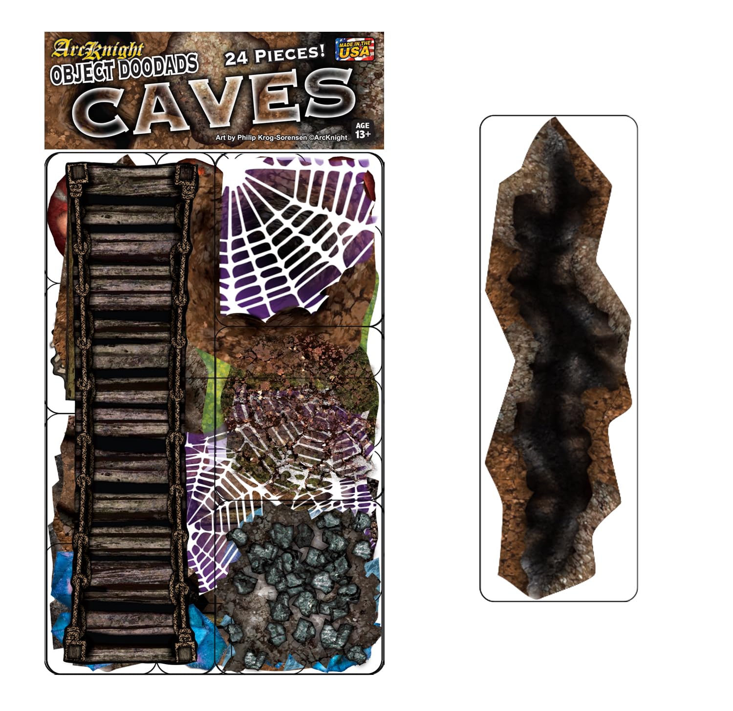 Caves - 24pc Double-Sided Cave & Terrain Pieces for Starters & Masters Alike - Roleplaying Objects for Dungeons & Dragons - Immersive Map Accessories for DND 5E, Pathfinder & Warhammer RPGs, USA Made