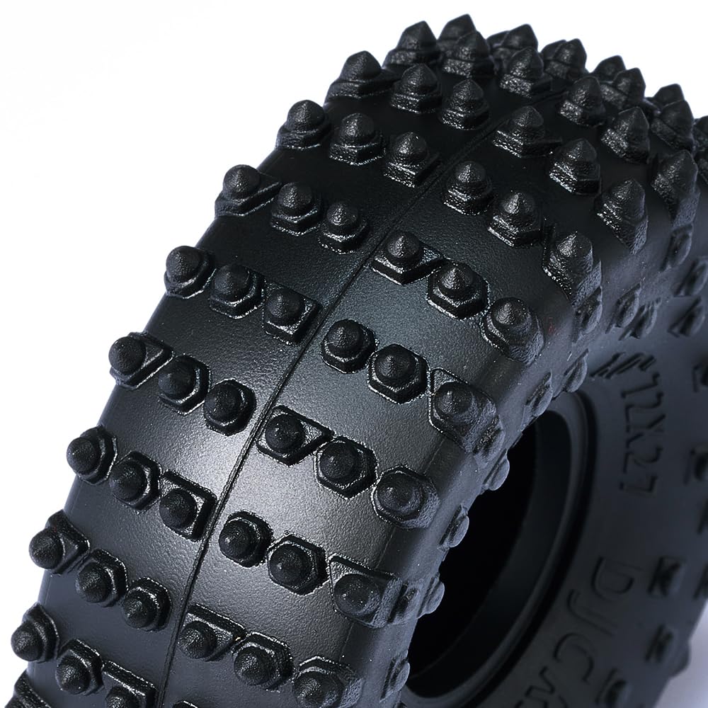 DJCRAWLER Super Soft 1.0 Pin Tires, 72 * 27mm Sticky Crawler Tire for TRX4M 1/18 1/24 RC Crawler Car Axial SCX24 FMS FCX24 AX24 Upgrade Wheel, Rock Crawler Tyres, Come with Double Layer sponges