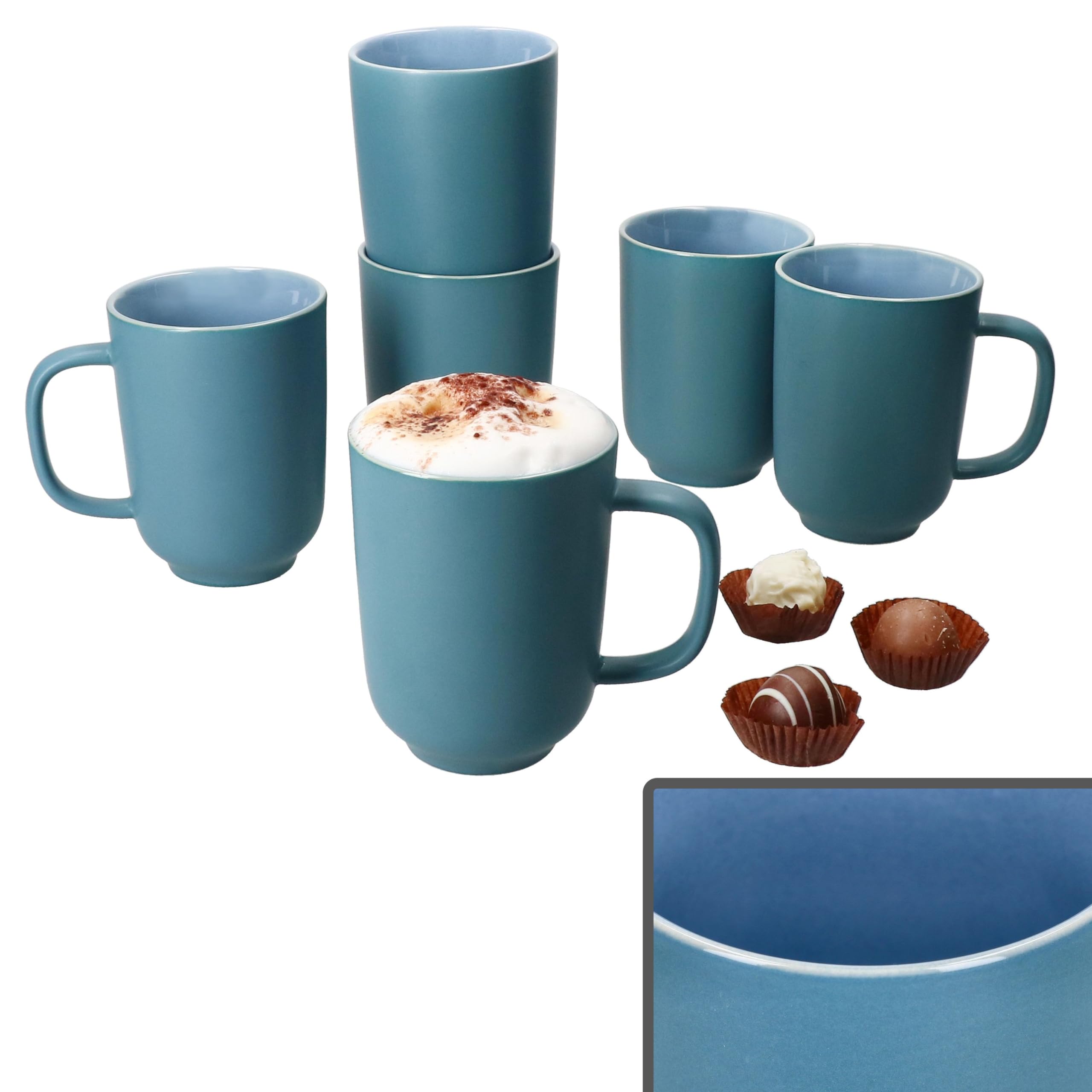 Ritzenhoff & Breker Jasper Set 6 Tazze Da Colazione Blu Oceano: Eleganza Moderna In Grès Per Caffè E Tè (250 Ml)
