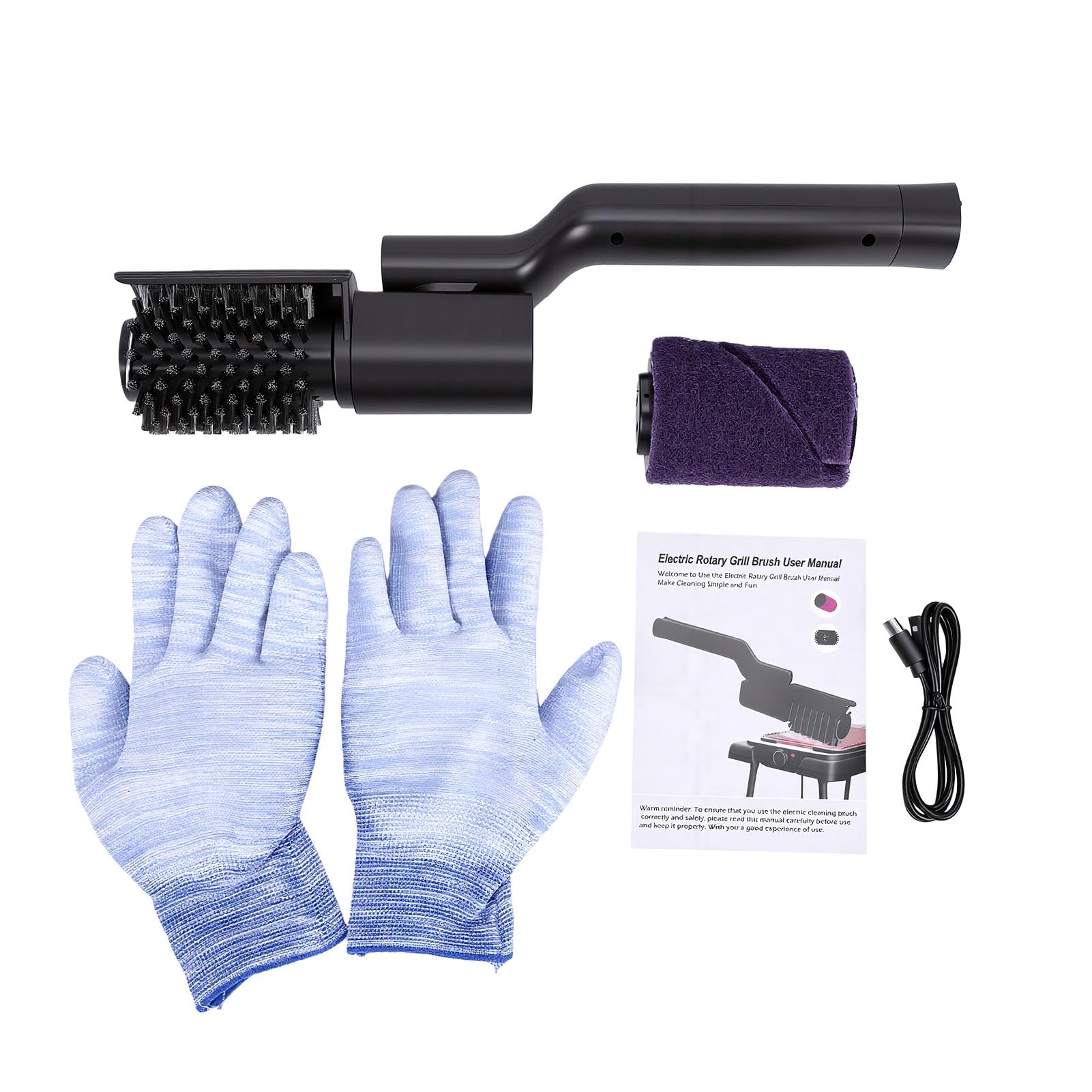 Keenso Spazzola per Griglia Elettrica con Testa Rotante a 360°, Pulitore | Costruzione in ABS, Batteria Ricaricabile da 2600 MAh, Testa Regolabile a 180°, Adatta a Griglie in Ceramica, Gas, Carbone,