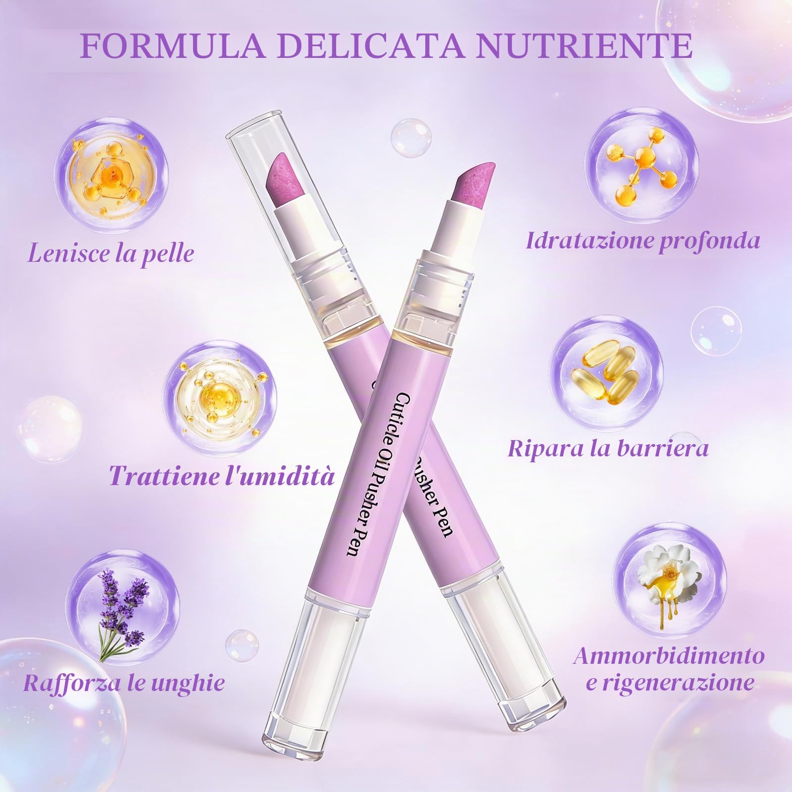 Penna a olio per cuticole, 2026, con punta in ceramica, 2 in 1, per la cura delle unghie, idratante e spintore per unghie secche, idrata le cuticole, promuove la lucentezza e la levigatezza delle