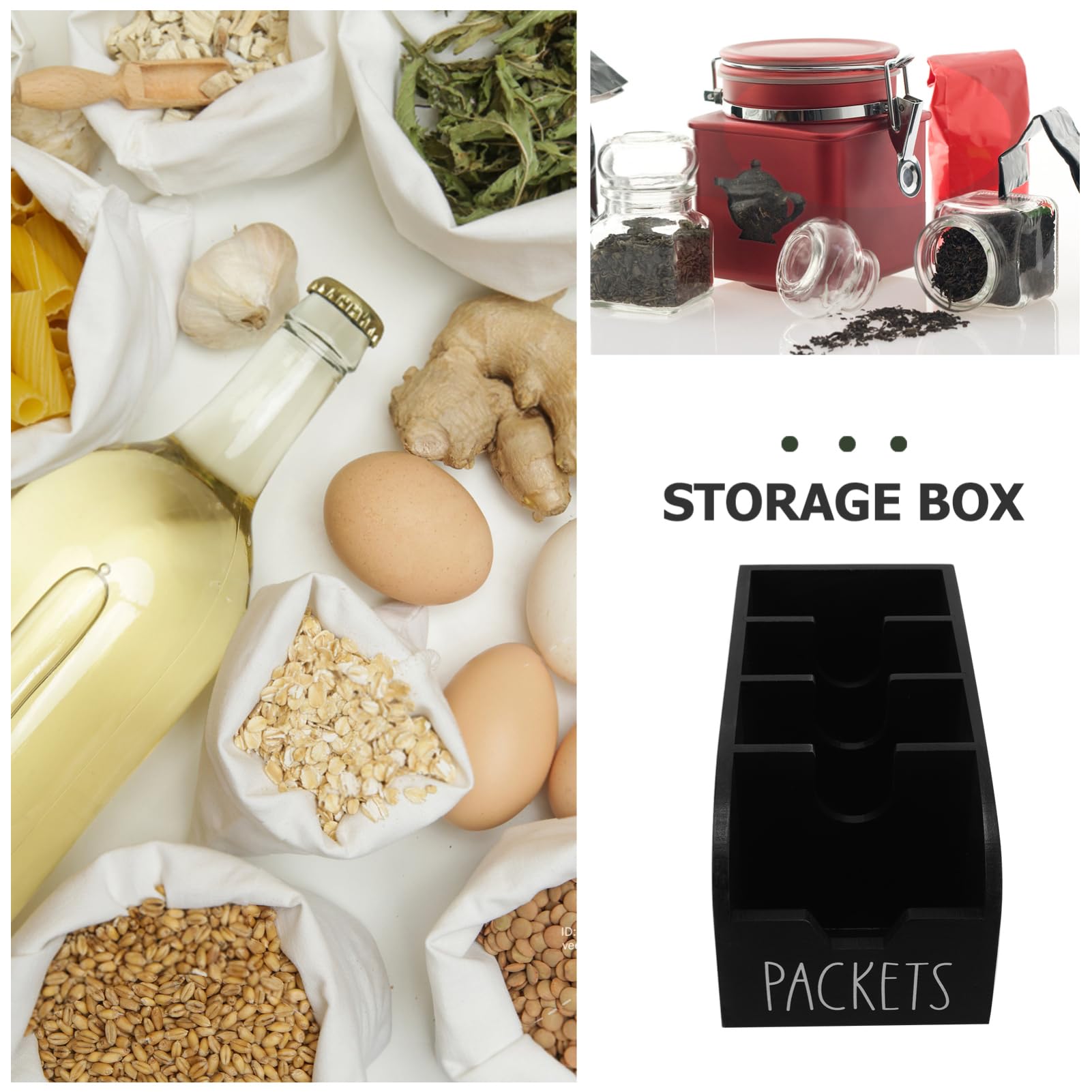 Organisateur de Sachets D'assaisonnement en Bois Foncé pour Placard | Rangement Compact pour Garde-manger, Support Multi-compartiments pour Sachets de Thé et Sucre