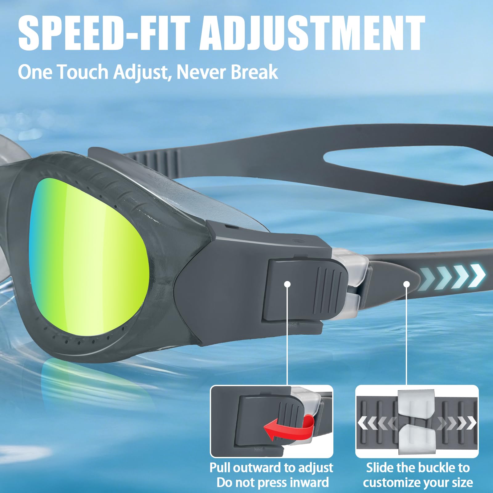 Occhialini da nuoto per adulti, anti-appannamento, anti UV, nessuna perdita, visione chiara, occhialini da nuoto per piscina, unisex, con lenti trasparenti