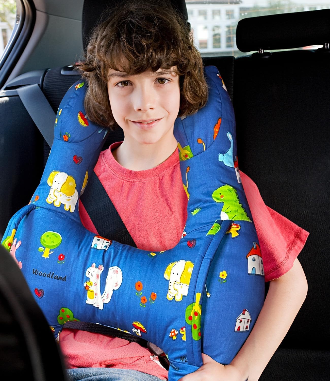 Cuscino da Viaggio, Cuscino auto portatile per Bambini, Cuscino Cervicale da Viaggio, Poggiatesta per auto a forma di H ultra morbido con maniglie per Viaggi di Vacanza per Bambini(Blu)