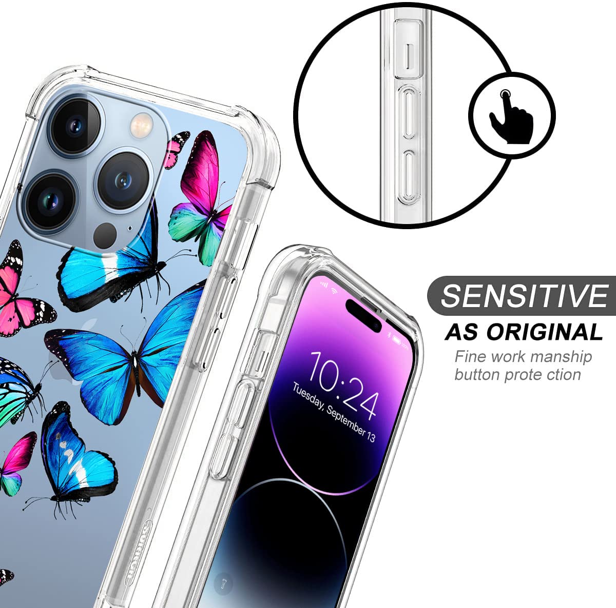 Amazon.co.jp: Hanazaoa クリアケース iPhone 14 Proケース対応
