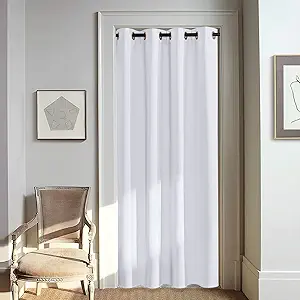 NICETOWN Room Darkening Privacy Doorway Curtains - Grommet Thermal Insulated Light Blocking Window Treatments for Bedroom/Living Room (W46 x L80, 1 Panel, Greyish White)