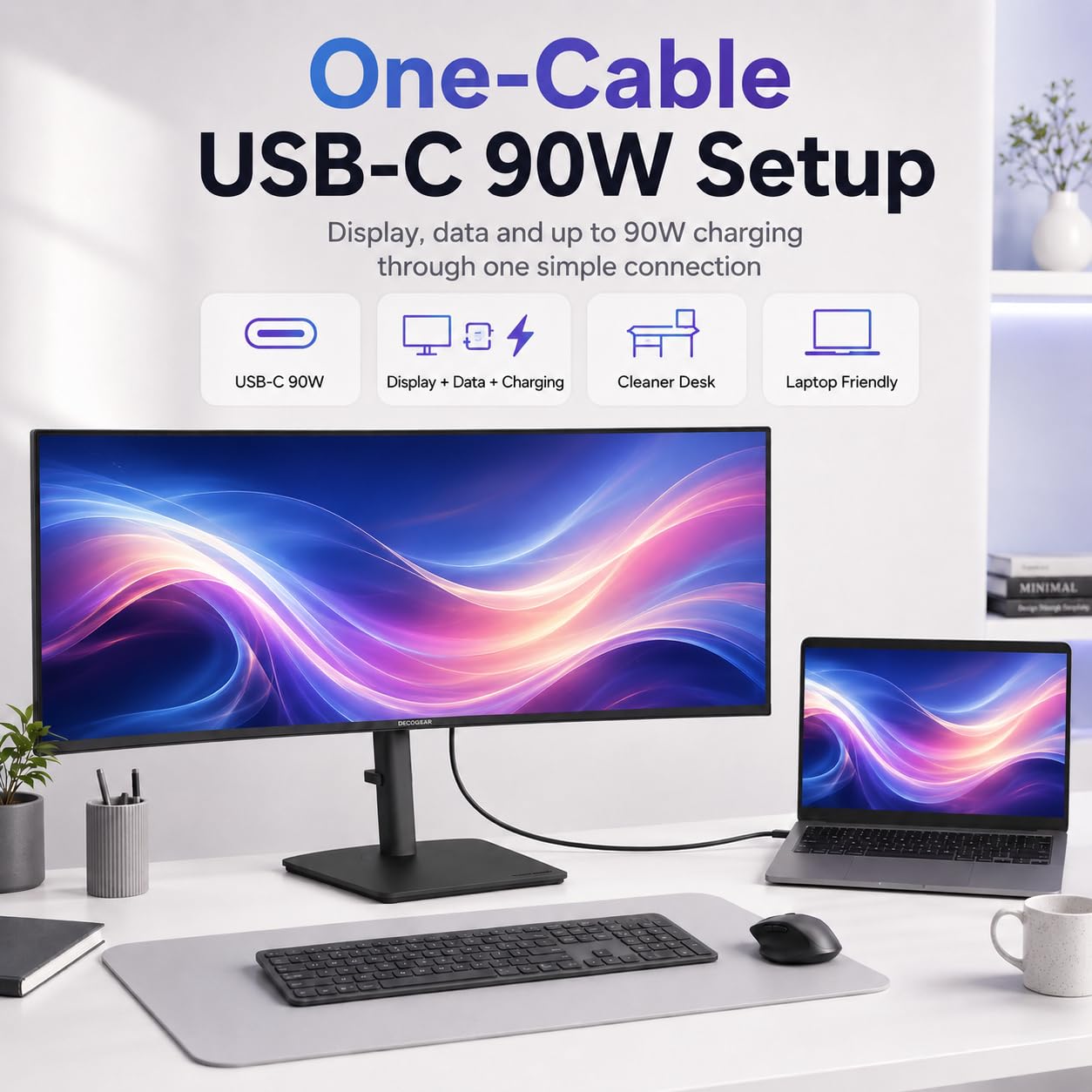 Deco Gear 40 zakrzywionych ultrawide Nano IPS Monitor, 5120x2160 5K2K, 21:9, HDR10, AdaptiveSync, 100% sRGB, HDMI 2.0, DP, USB-C