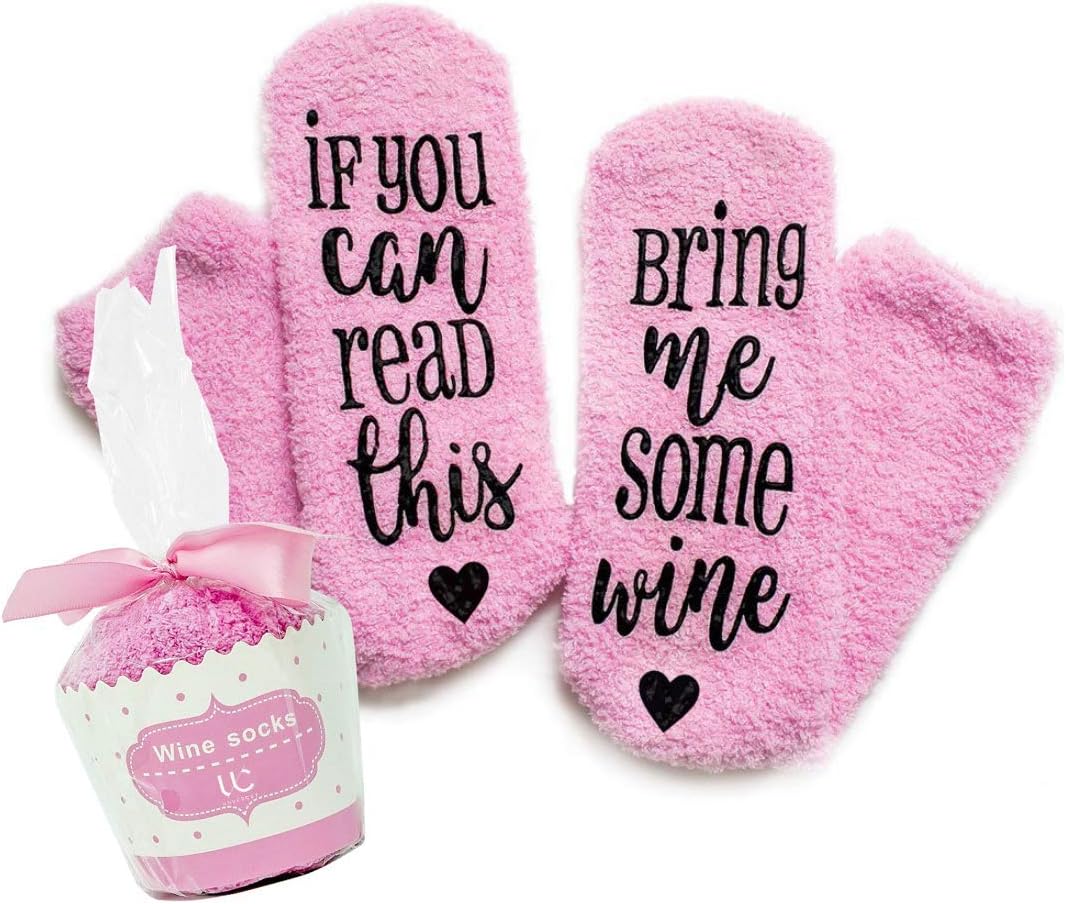 Funny Wine Socks with Cupcake Packaging - "If You Can Read This, Bring Me Some Wine" Premium Combed Cotton Novelty Socks - Funny Gifts for Women and Wine Lovers