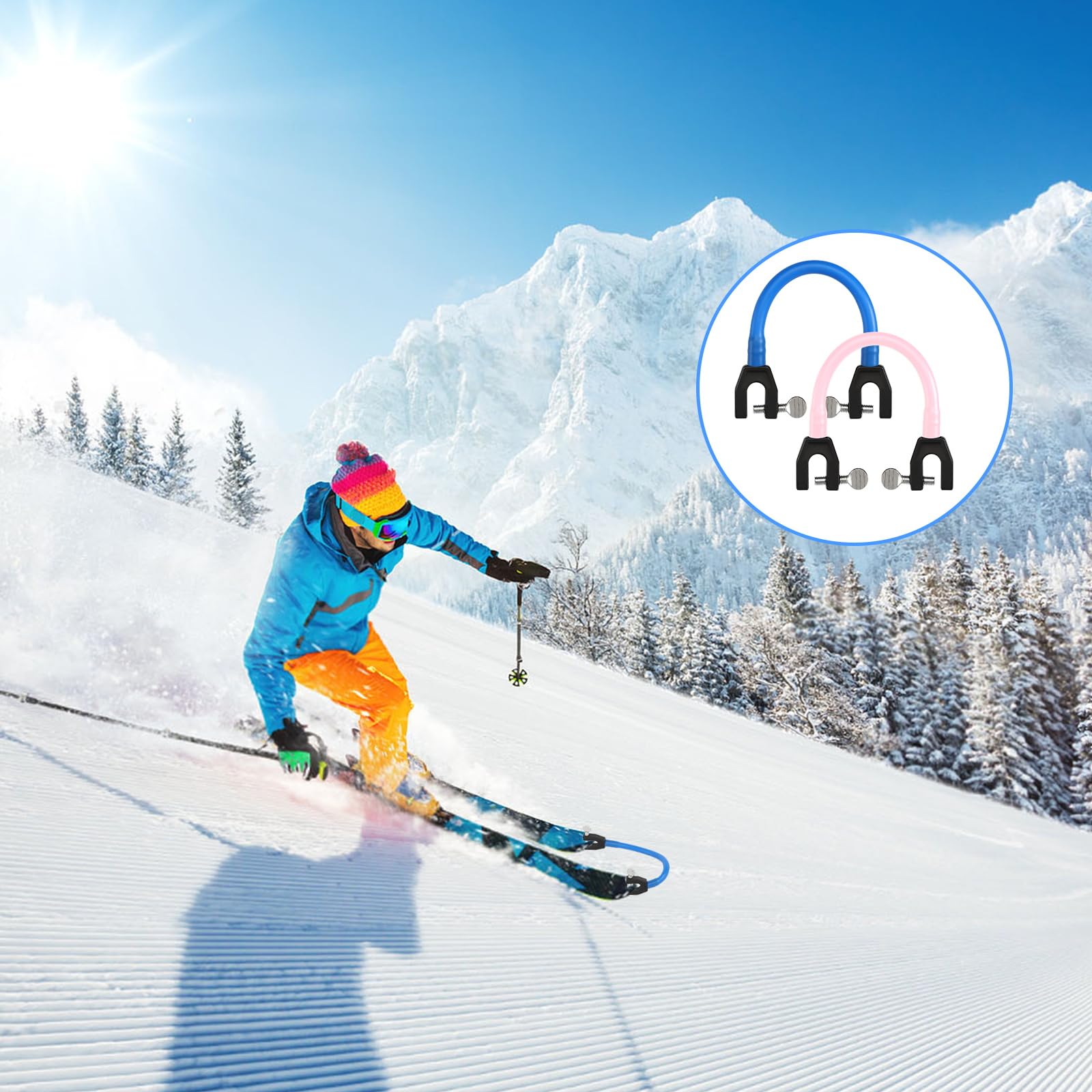 DUTIFUL conectores de puntas de esquí para niños, ayuda a la formación, control de velocidad, pinzas para snowboard