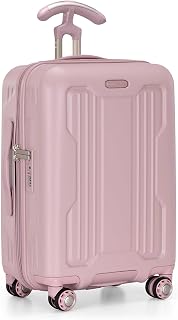 Traveler's Choice Ultimax II 66cm(26인치) 미디엄 트렁크 스피너 수하물, 타이 다운 스트랩, 틸, 체크 인치, 핑크, Ultimax II 스피너 휠이 있는 폴리카보네이트 하드사이드 캐리어