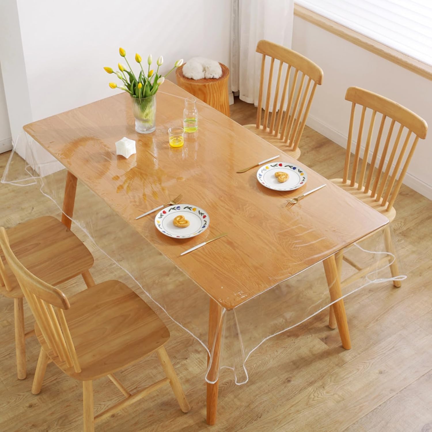 Tablecloth 1Pcs 0.13Mm Thick PVC Transparent Tablecloth Overlock Oilcloth Waterproof Table Cover Table Cloth 140X180cm