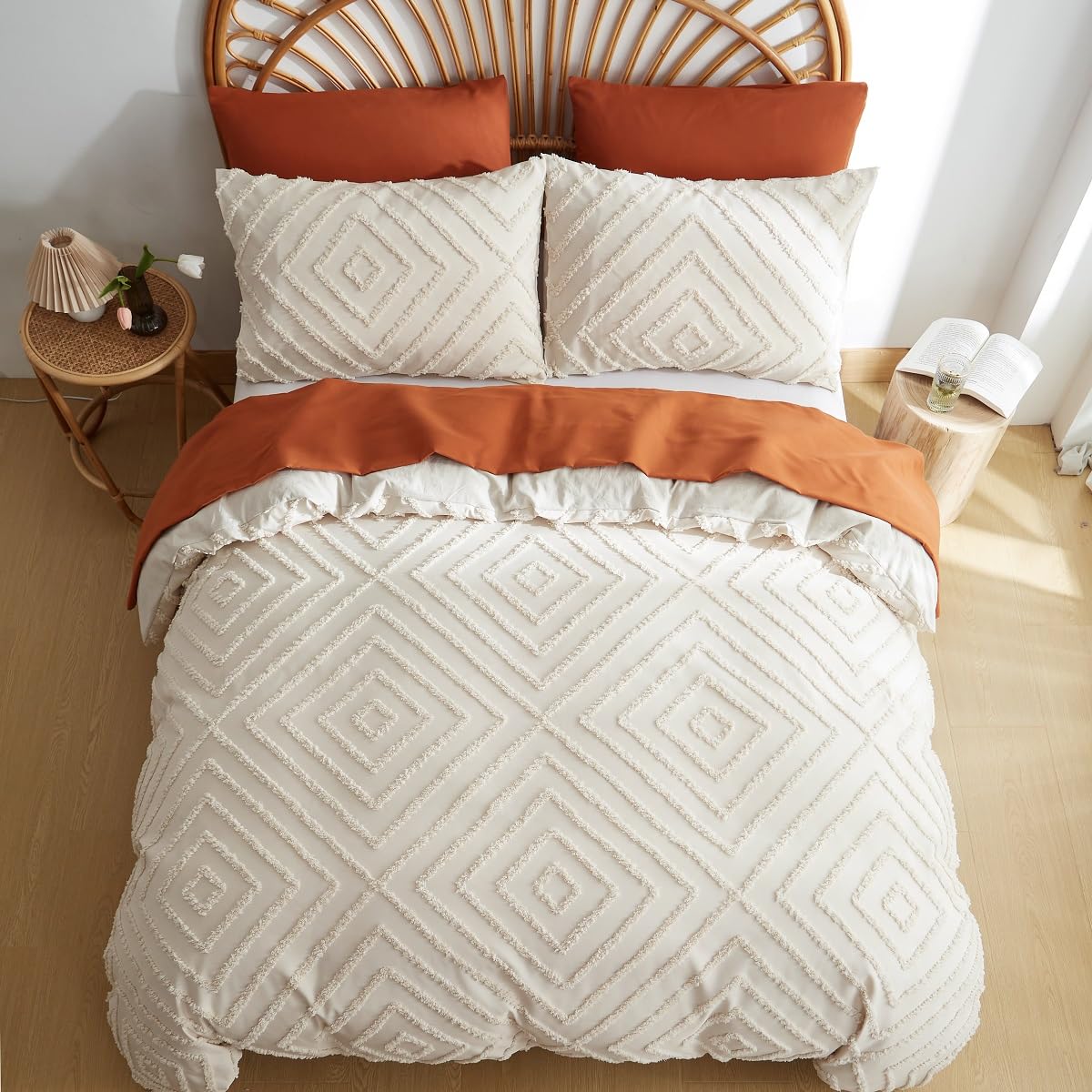 Lanqinglv Housse de Couette 200x200cm Caramel Beige Ado Fille Adulte Réversible Parure de Lit 2 Personnes Avez Fermeture Éclair - Housse Couette en Microfibre avec 2 Taie d'oreiller 65x65 cm