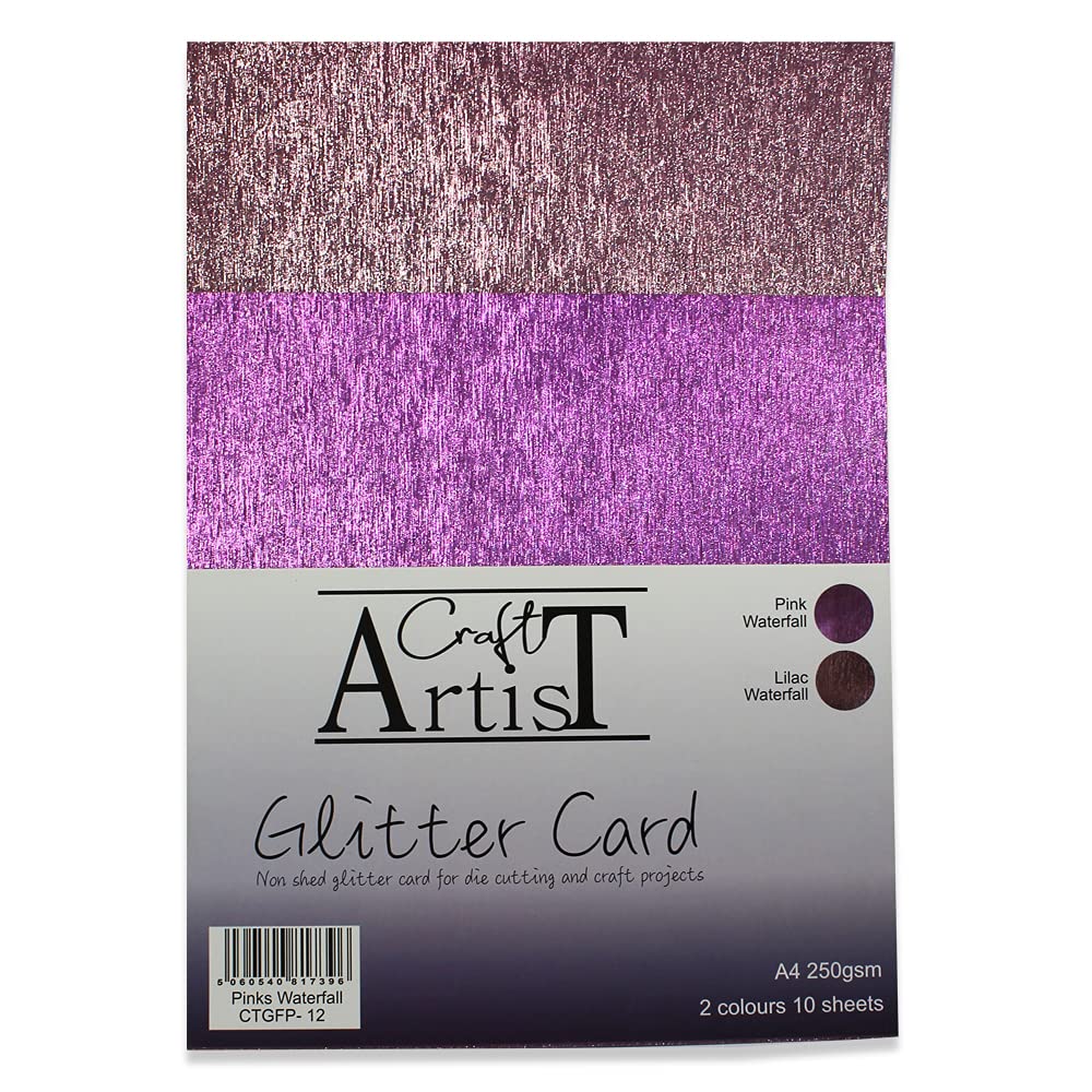 Craft Stash Lilac,Pink John Next Door - Craft Artist A4 Glitter Card - Pinks Waterfall