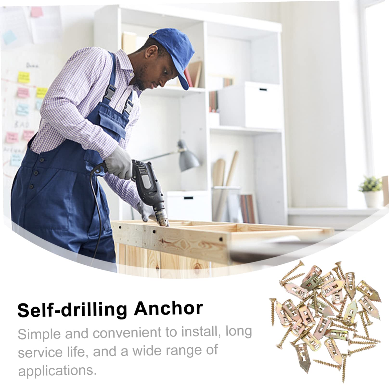 HOMOCONO 2 Sets Heavy Duty Drywall Anchor Set Metal Self-Drilling Toggle Screws Wall Anchors