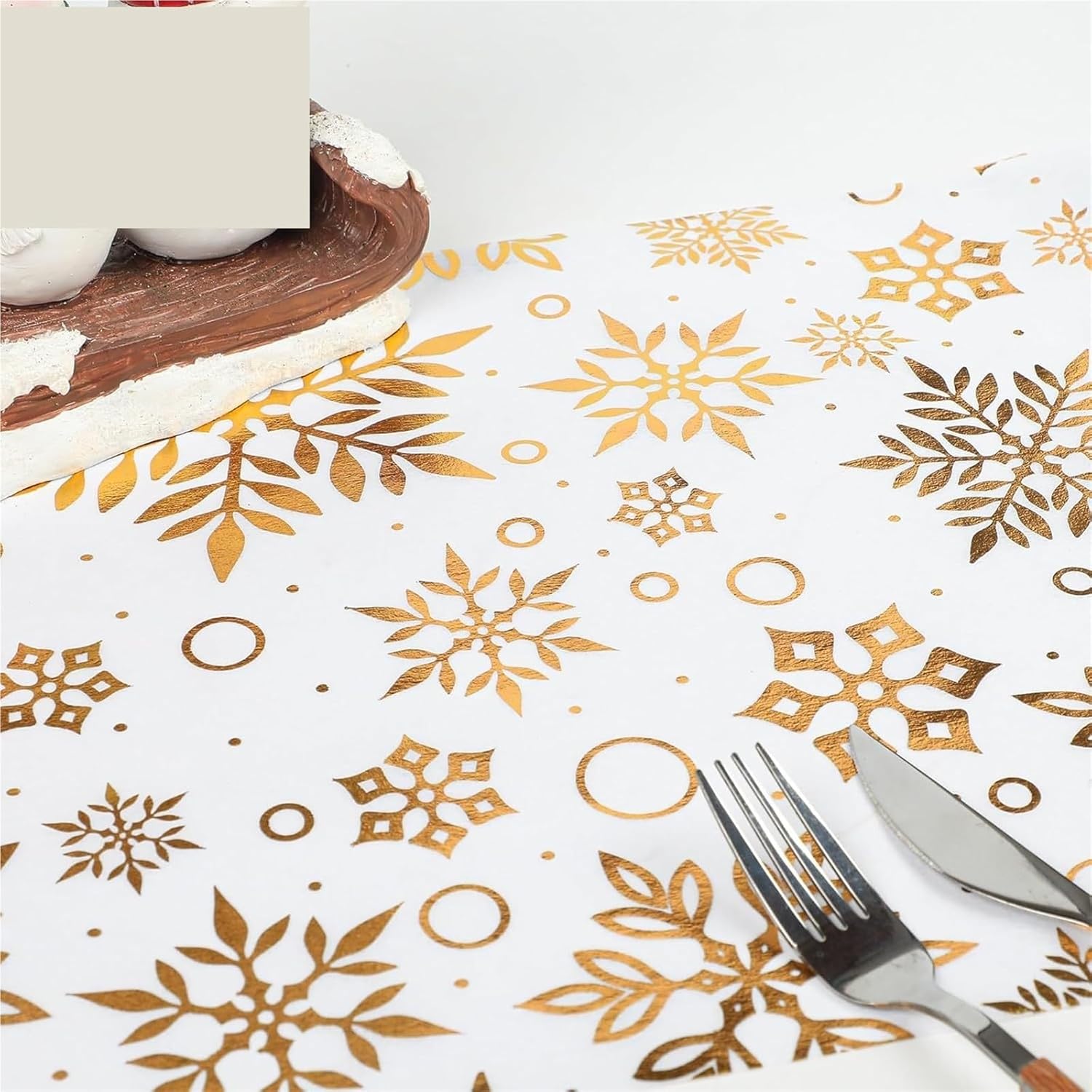 Table Runner for Home Decor Snowflake Gilding Table Runner Decoration Holiday Home Party Dining Insulation Cloth 11x108 Inch(Imitation Linen)