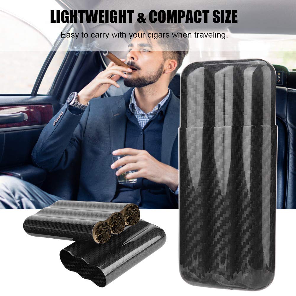 AYQEBNC Cigar Holders Case, Carbon Fiber Cigar Case Humidors 3 Tubes Cigar Holder Storage Box Travel Case