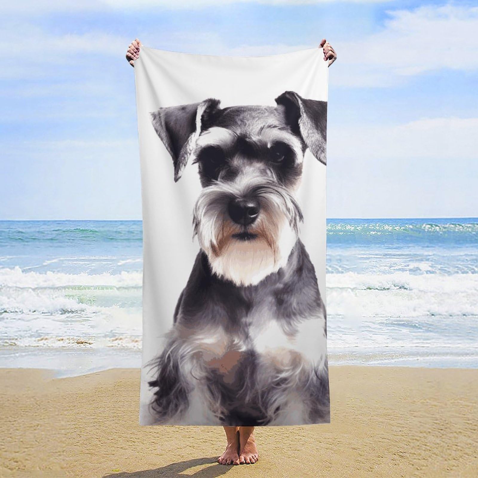 Anceky Oversized Schnauzer Beach Towel Soft Microfiber Bath Towel Quick Dry Absorbent Travel Pool Towels Lightweight Sand Free Blanket Machine Washable for Swim Picnic