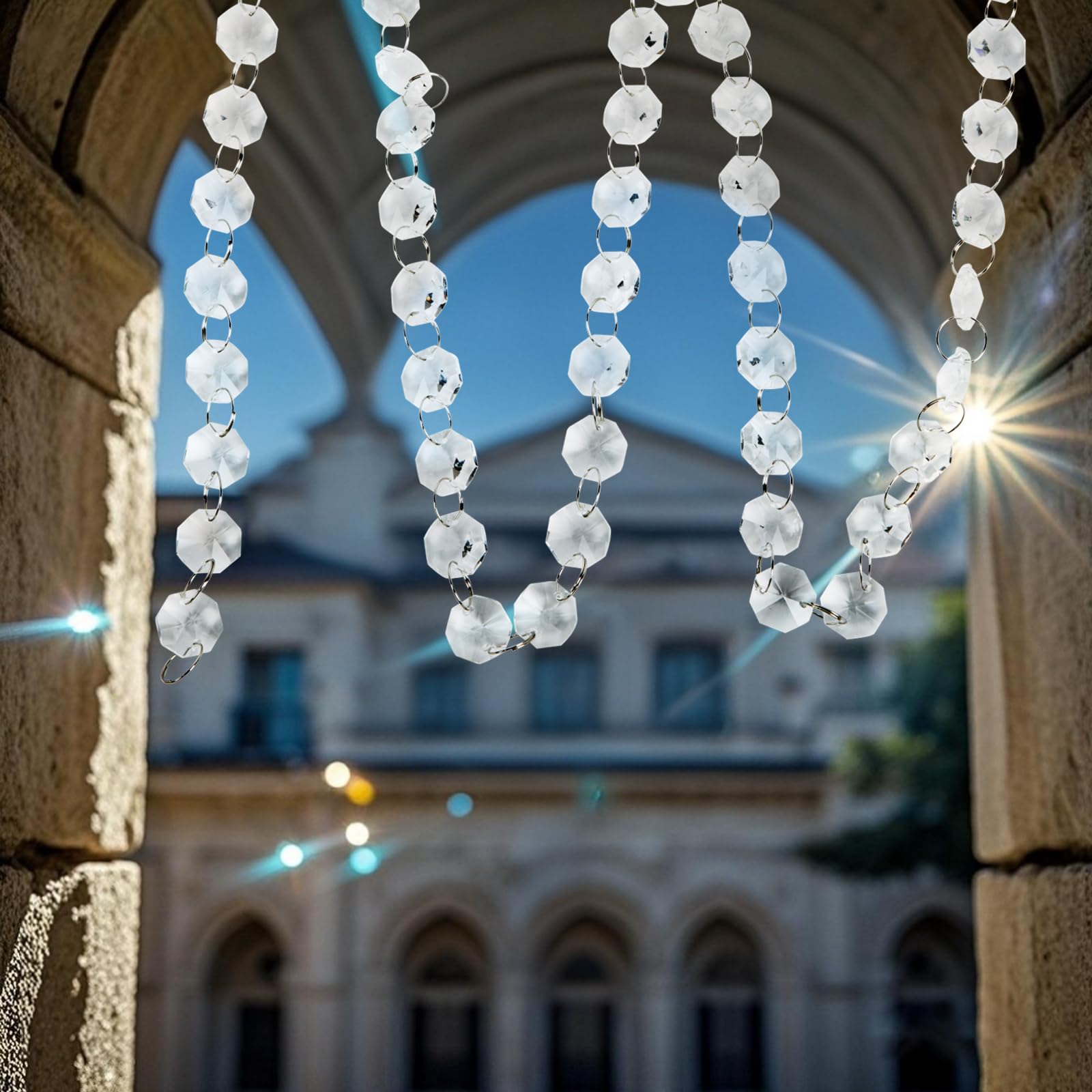 Teardrop Pendants Octagon Crystal Glass Beads for Chandelier Lamp Curtain Decor for Chandelier(White)