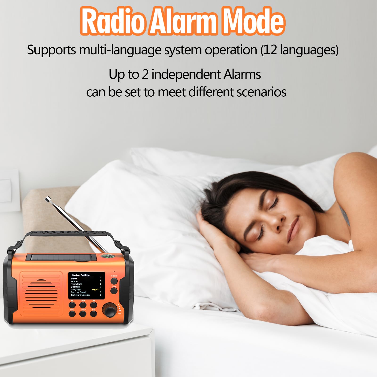 20000mAh DAB/DAB+/FM Radio Portatile Ricaricabile, 3 Metodi di Ricarica, 11 en 1 Solar Radio a Manovella avec Power Bank, Bluetooth5.3, SOS, Torcia, Bussola,Scheda TF e Luce di Lettura