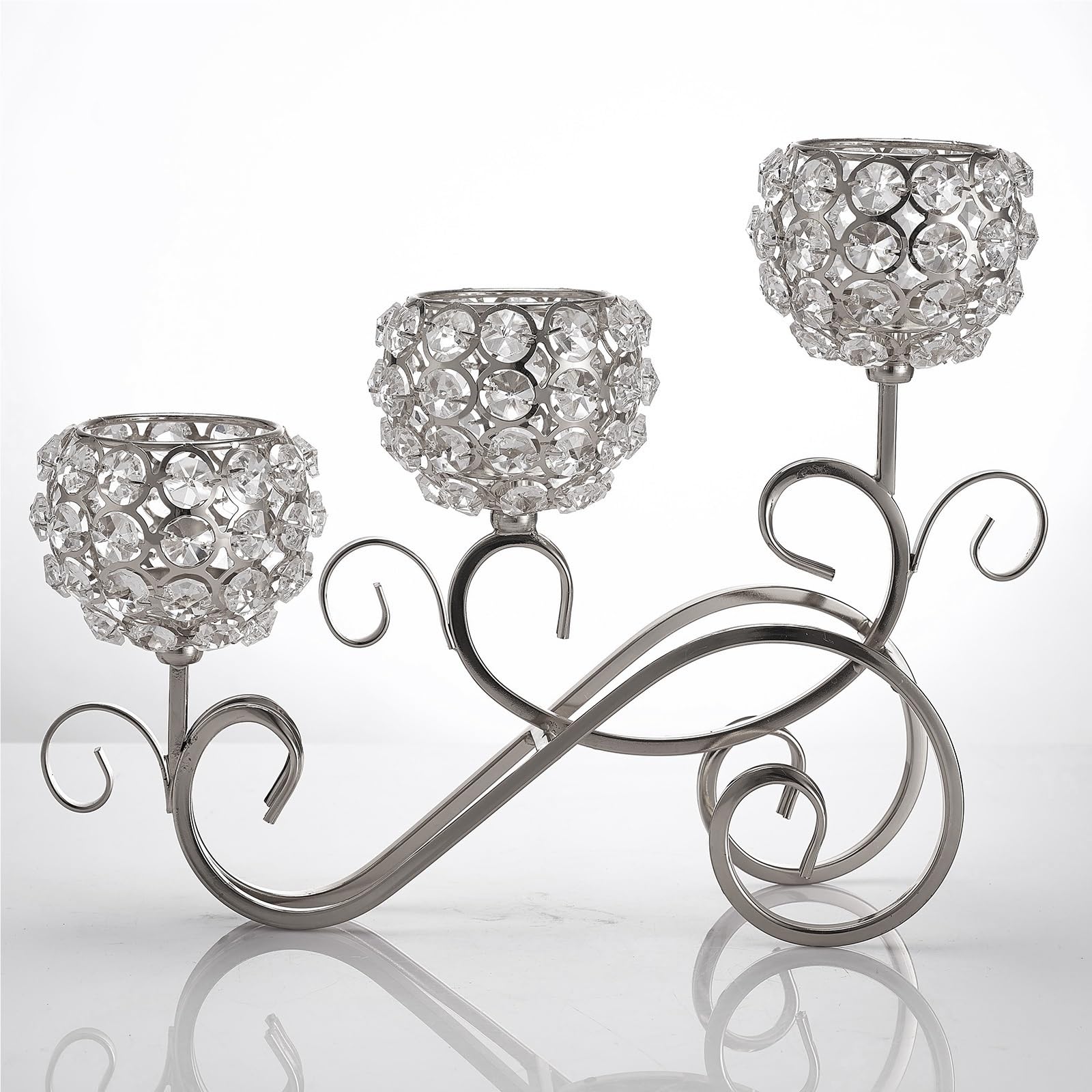 1 pezzo di portacandele in cristallo a 3 bracci centrotavola candelabri for decorazioni for la casa Per Matrimoni Credenze Camino(Gold)