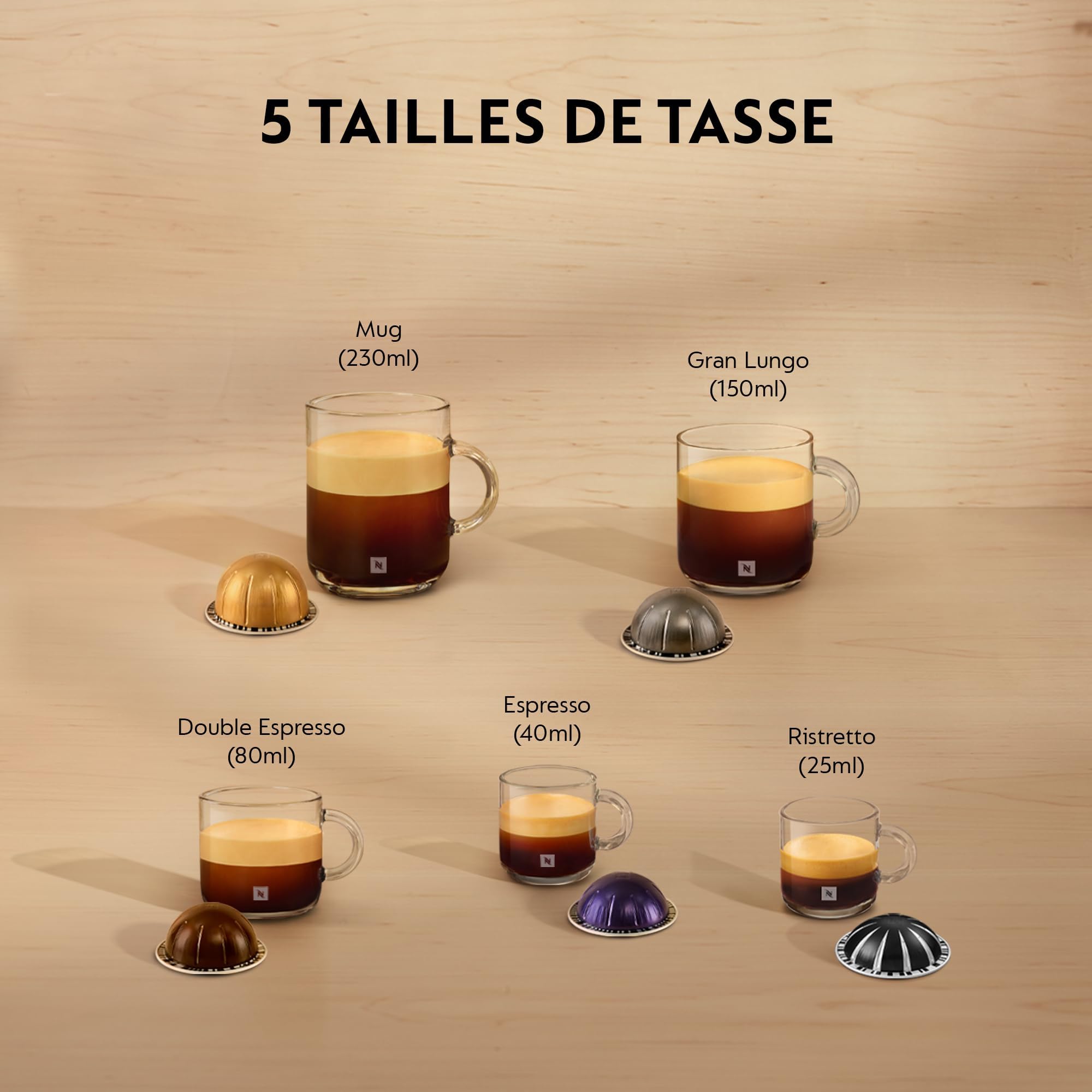 Nespresso De'Longhi Machine à Café Vertuo POP Noir, Capsules café Vertuo seulement, Technologie Centrifusion, 5 Tailles de Tasses + Kit de Bienvenue, Design Compact, Arrêt Automatique, ENV90.B