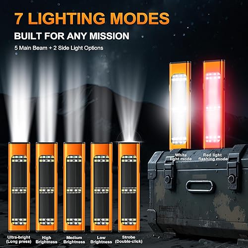 Miniatura 3 de Linternas planas solaresrecargables, linterna táctica EDC de 900 lúmenes, linterna pequeña LED multifunción, 7 modos IP65 impermeable para el hogar,