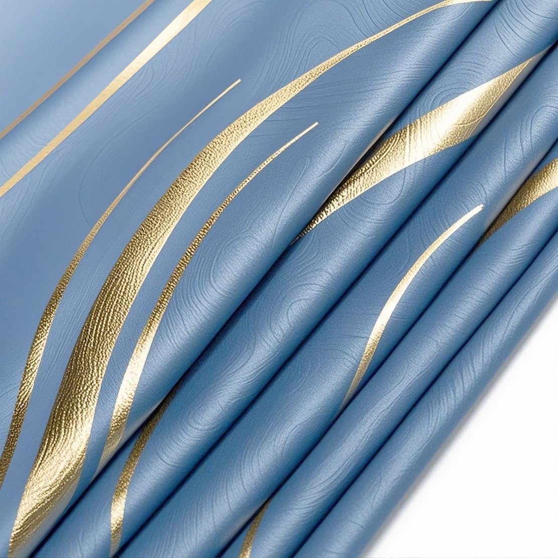 MYRU 2 Panels Set Luxury Striped Blackout Curtains for Bedroom Living Room (Blue and Gold, 2 x 66x84 Inch) - Image 4