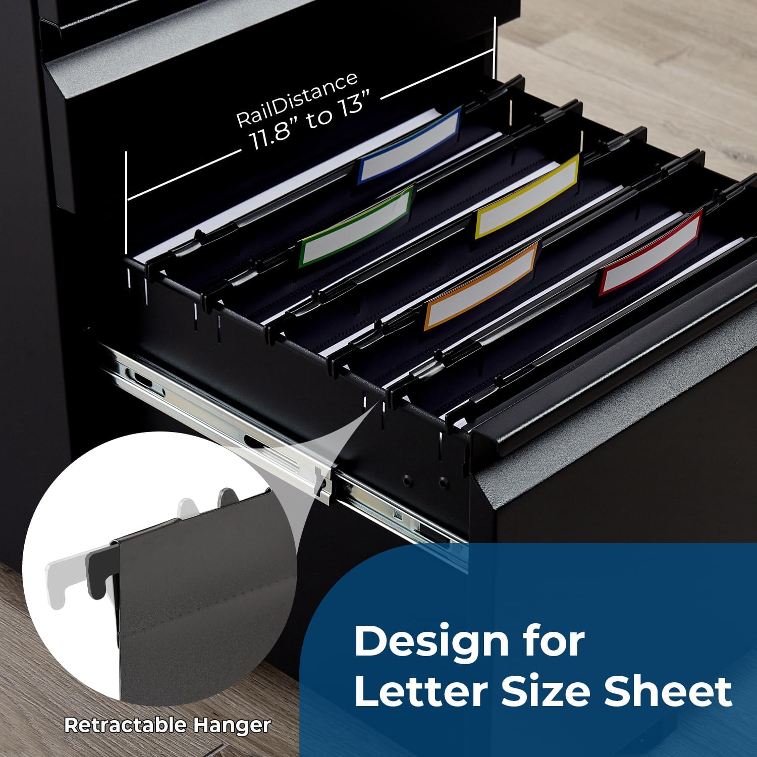 Y YOMA Plastic Extra Capacity Hanging File Folder, Letter Size, 4” Expansion, 12 Pack Black Reinforced Expanding Hanging Folders with Tabs, Heavy Duty Waterproof Accordion for Bulky Files image 3