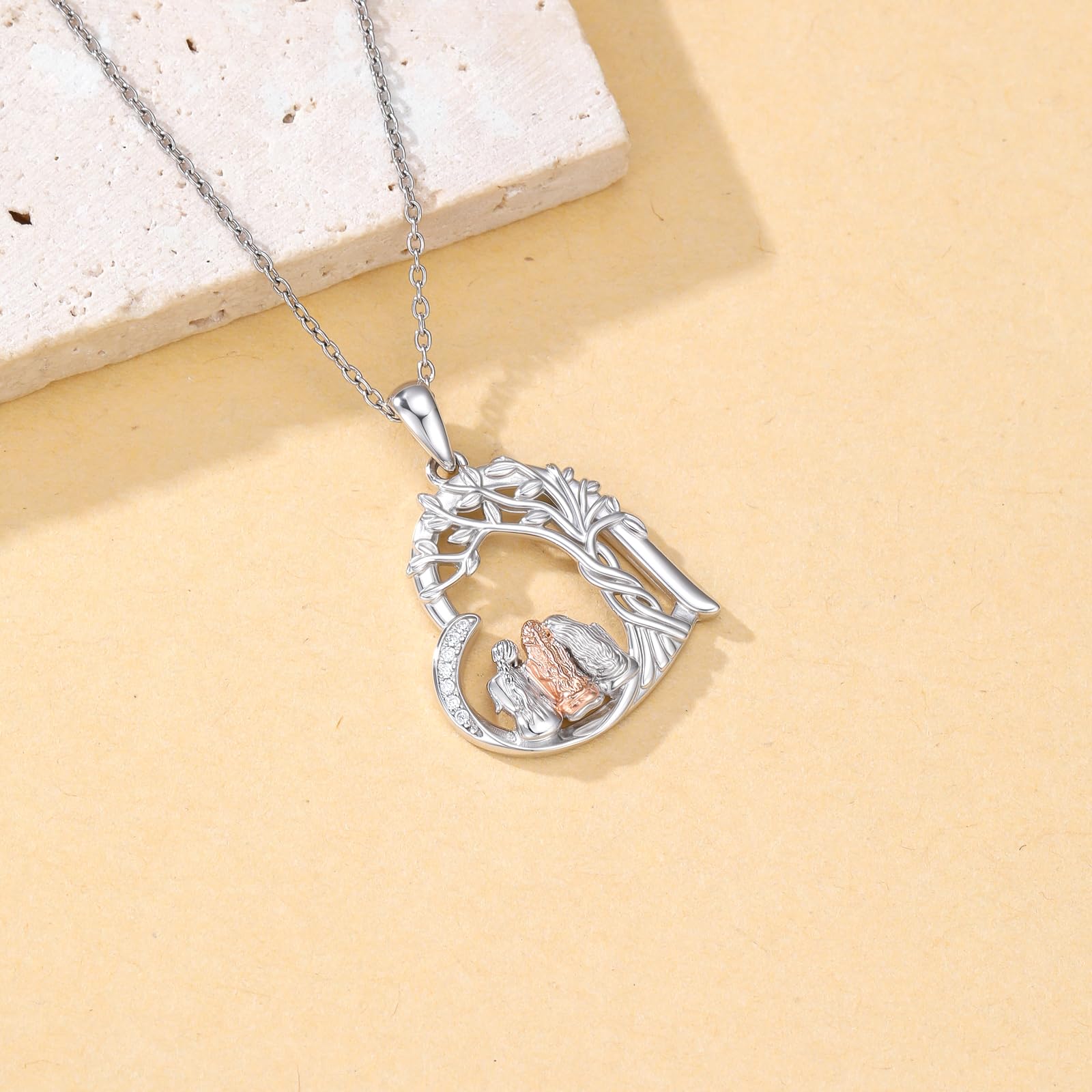 Mutter Tochter/Paar Tier Halskette 925 Sterling Silber Anhänger niedlichen Schmuck Geburtstag Geburtstag Muttertag Geschenk für Frauen