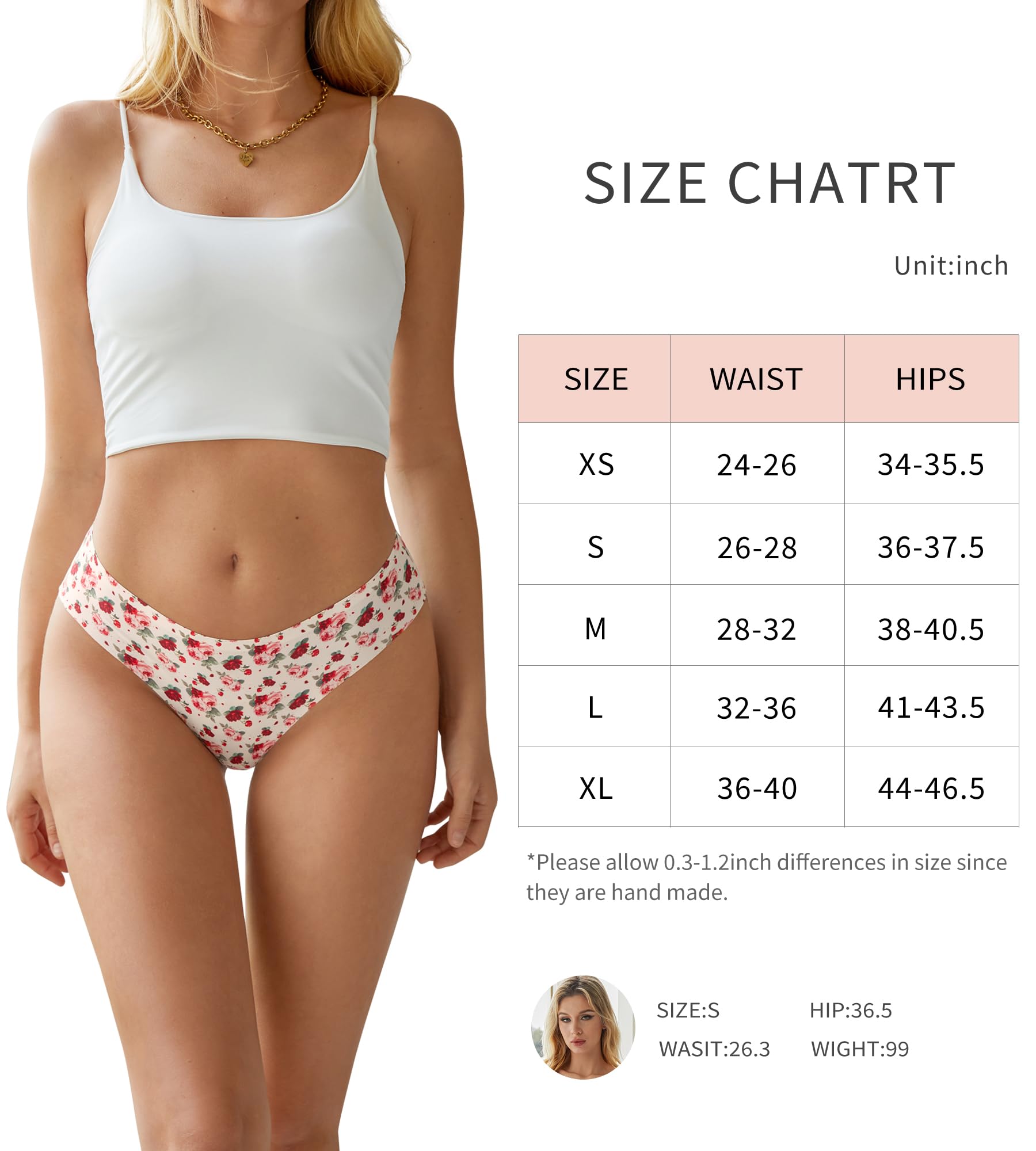 SHARICCA - Braguitas de bikini invisibles sin costuras para mujer, ropa interior transpirable suave y elástica, paquete múltiple