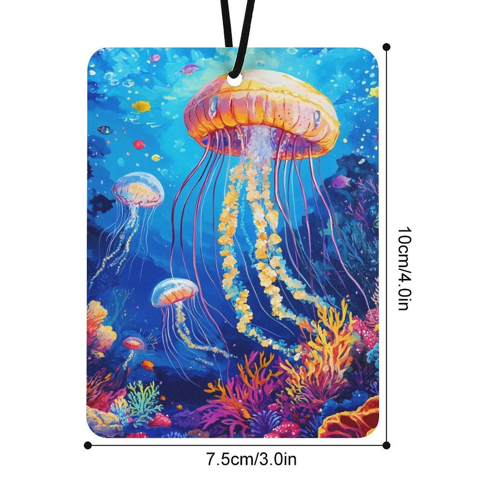 Seabed Jellyfish Car Air Freshener Hanging Aromatherapy Tablets for Car Accessories Square