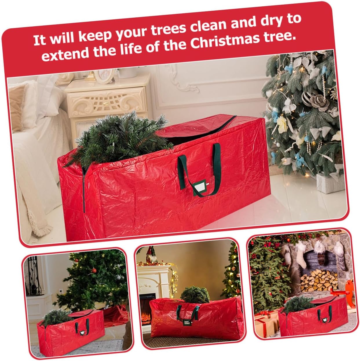 Abaodam Christmas Tree Storage Bag Waterproof Zippered Holiday Tree Container with Handles 165x38x76cm Dustproof Protective Organizer for Artificial