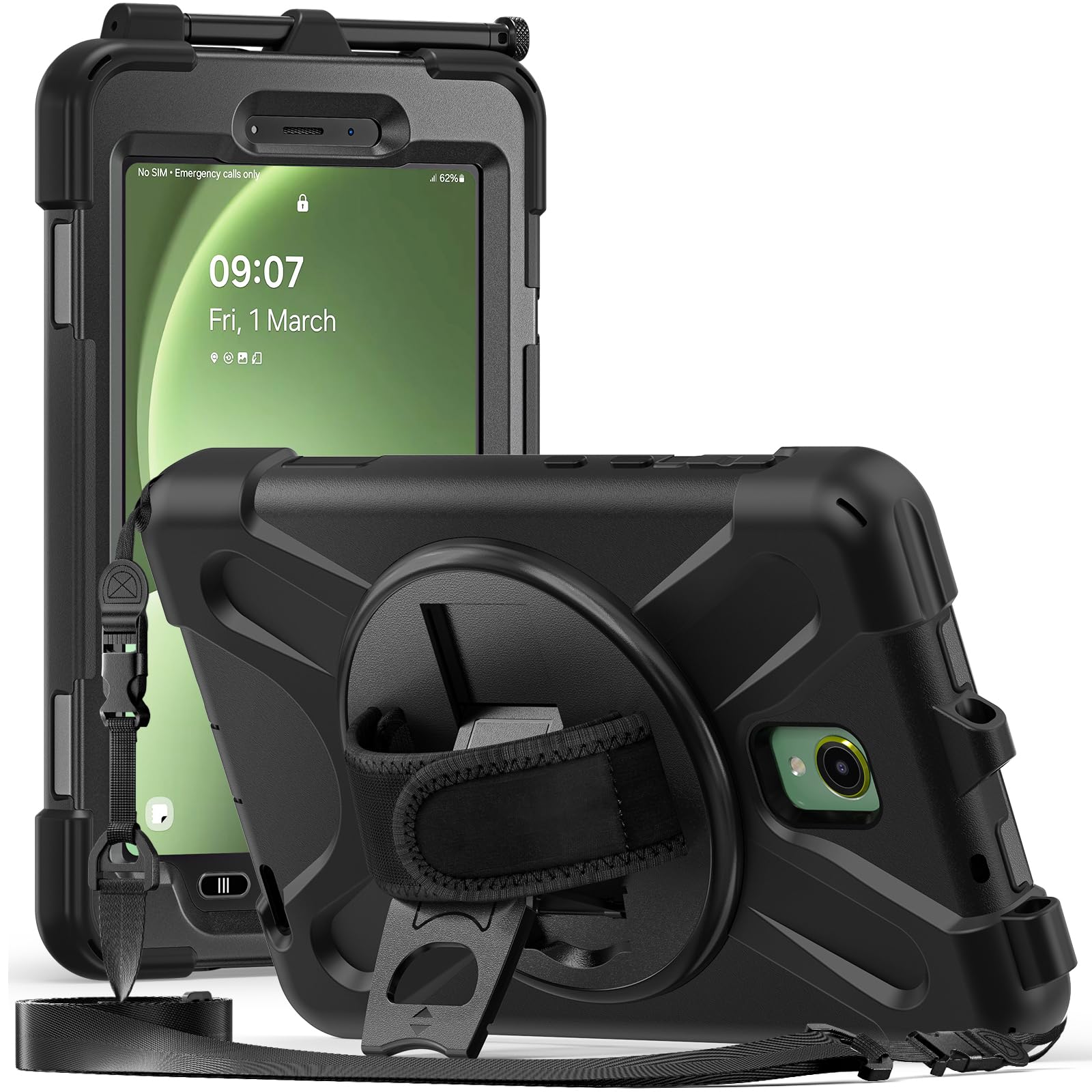 ProCase for Galaxy Tab Active5(X300)/Active3(T570) with S Pen Holder, Rugged Heavy Duty Shockproof Rotating Kickstand Protective Cover